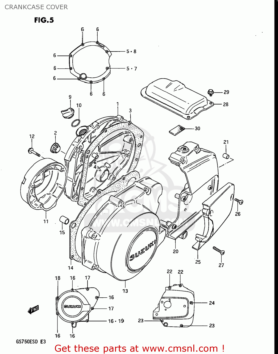 CRANKCASE COVER GS750E 1983 (D) USA (E03)