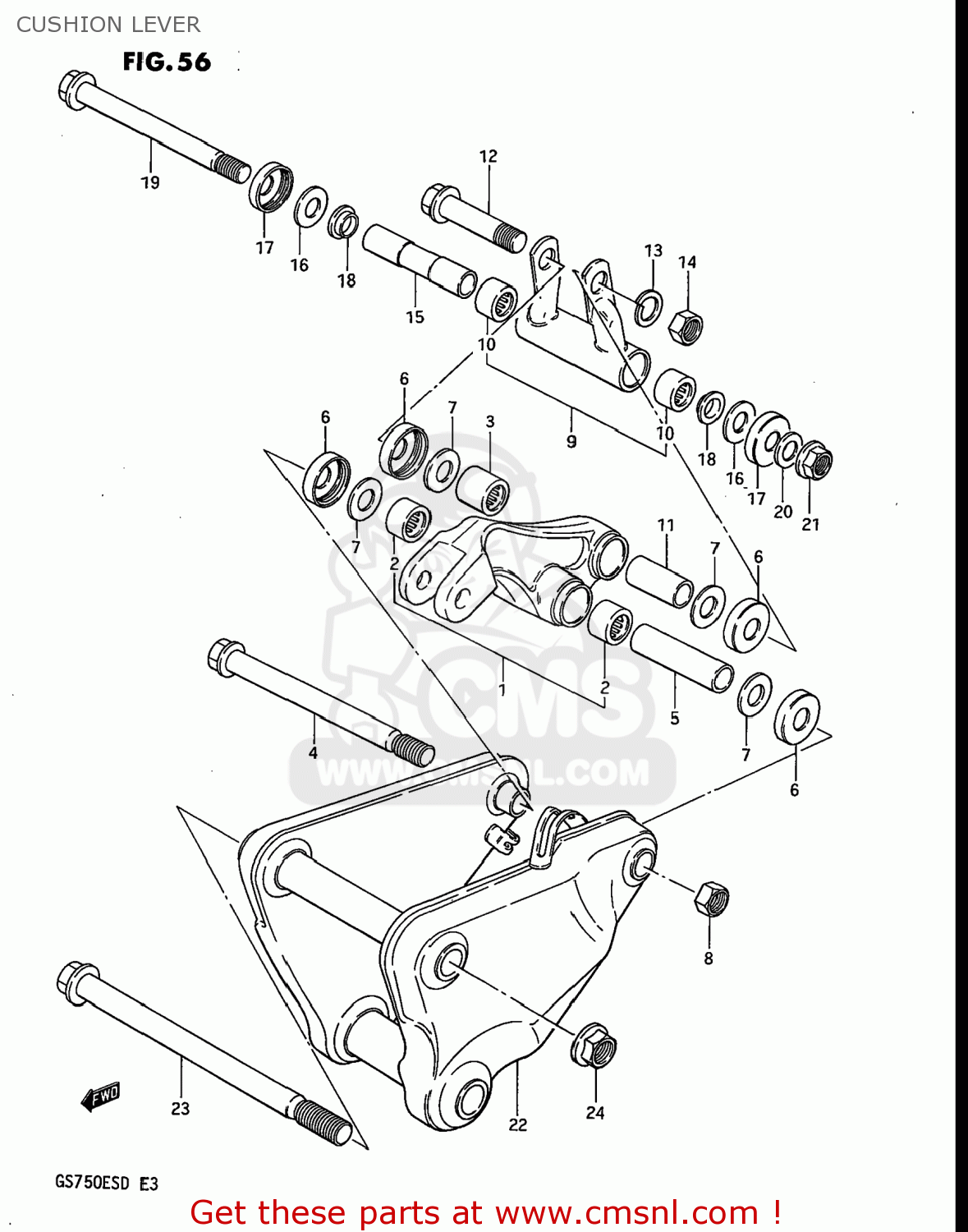 CUSHION LEVER GS750E 1983 (D) USA (E03)