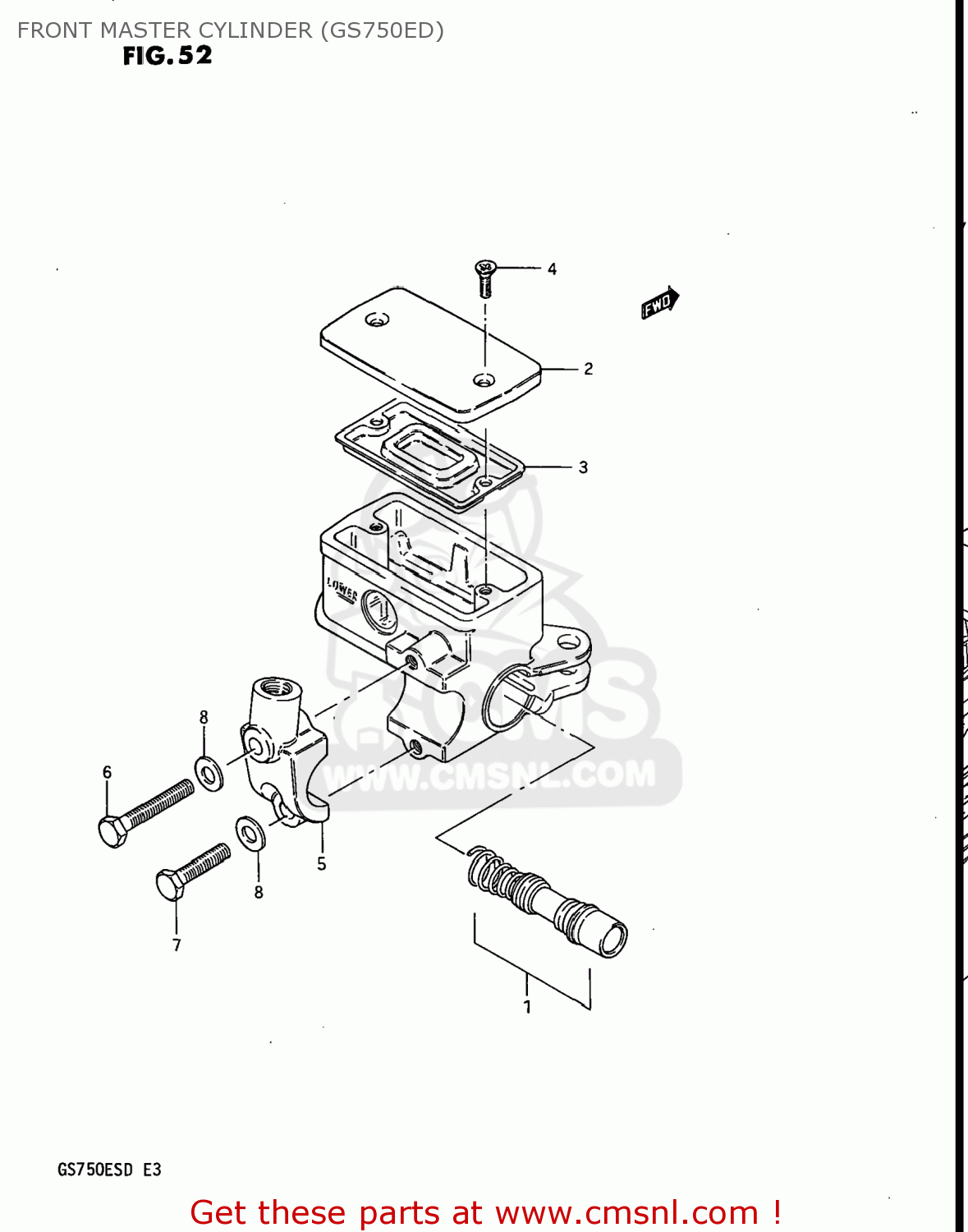 FRONT MASTER CYLINDER (GS750ED) GS750E 1983 (D) USA (E03)