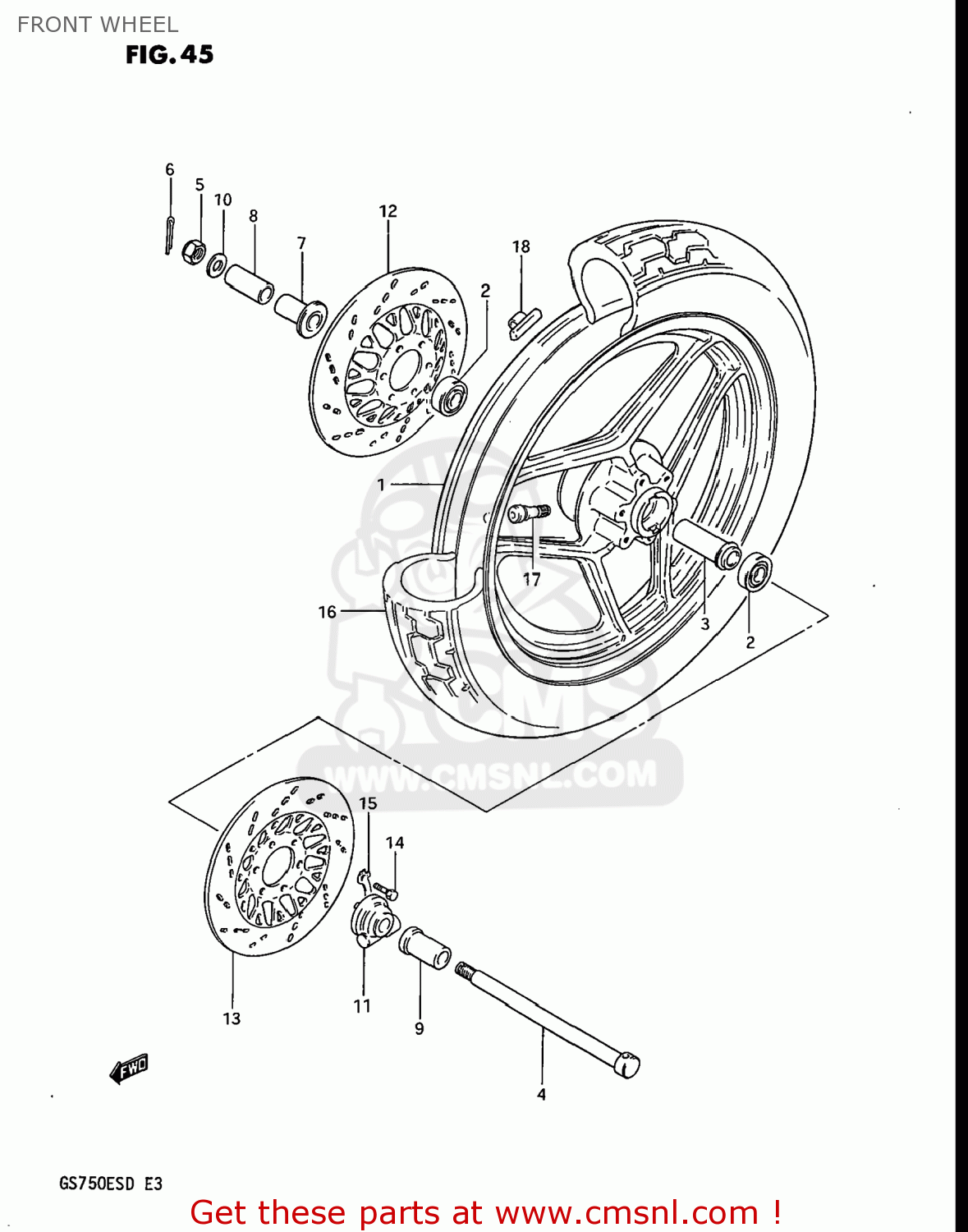FRONT WHEEL GS750E 1983 (D) USA (E03)