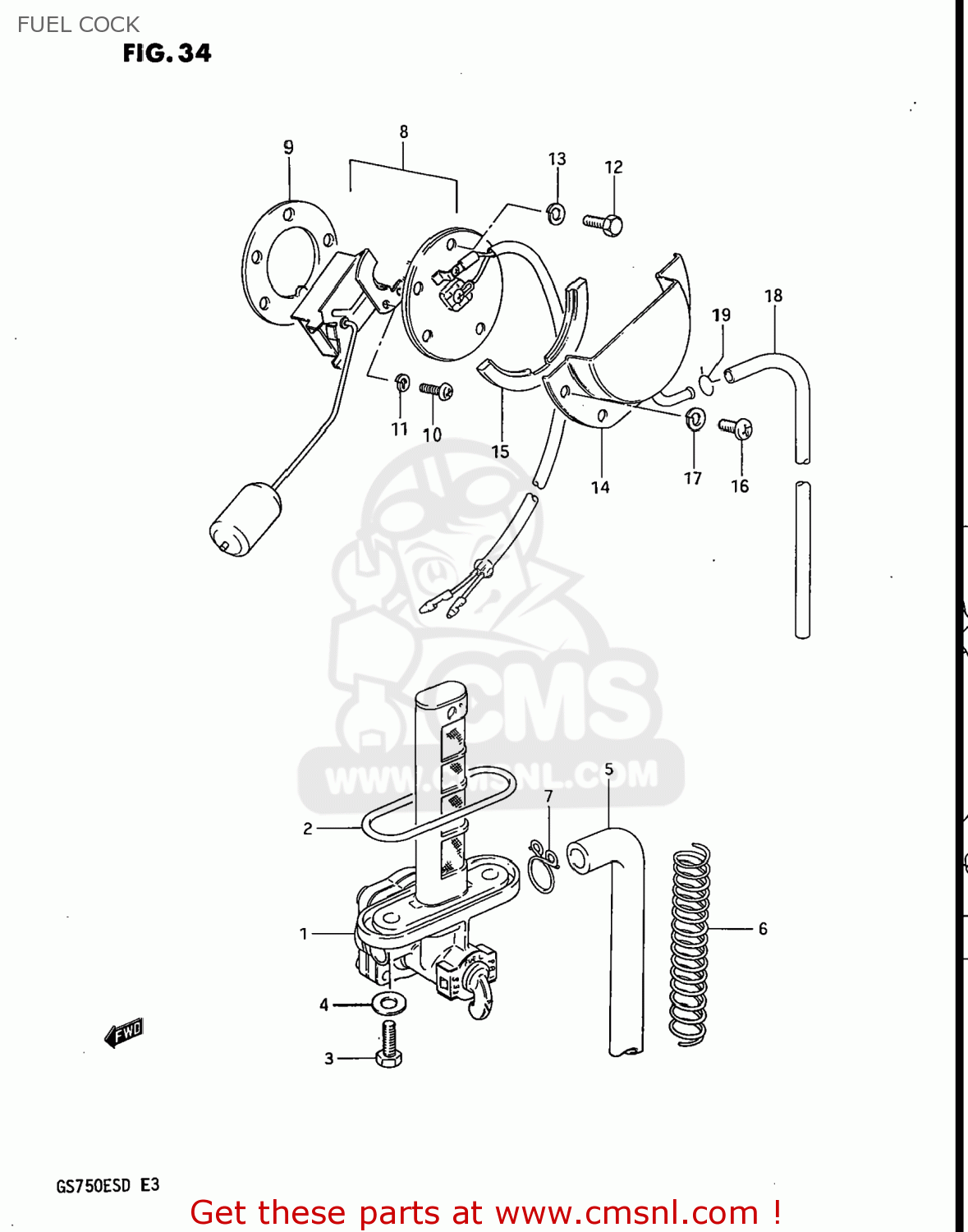 FUEL COCK GS750E 1983 (D) USA (E03)