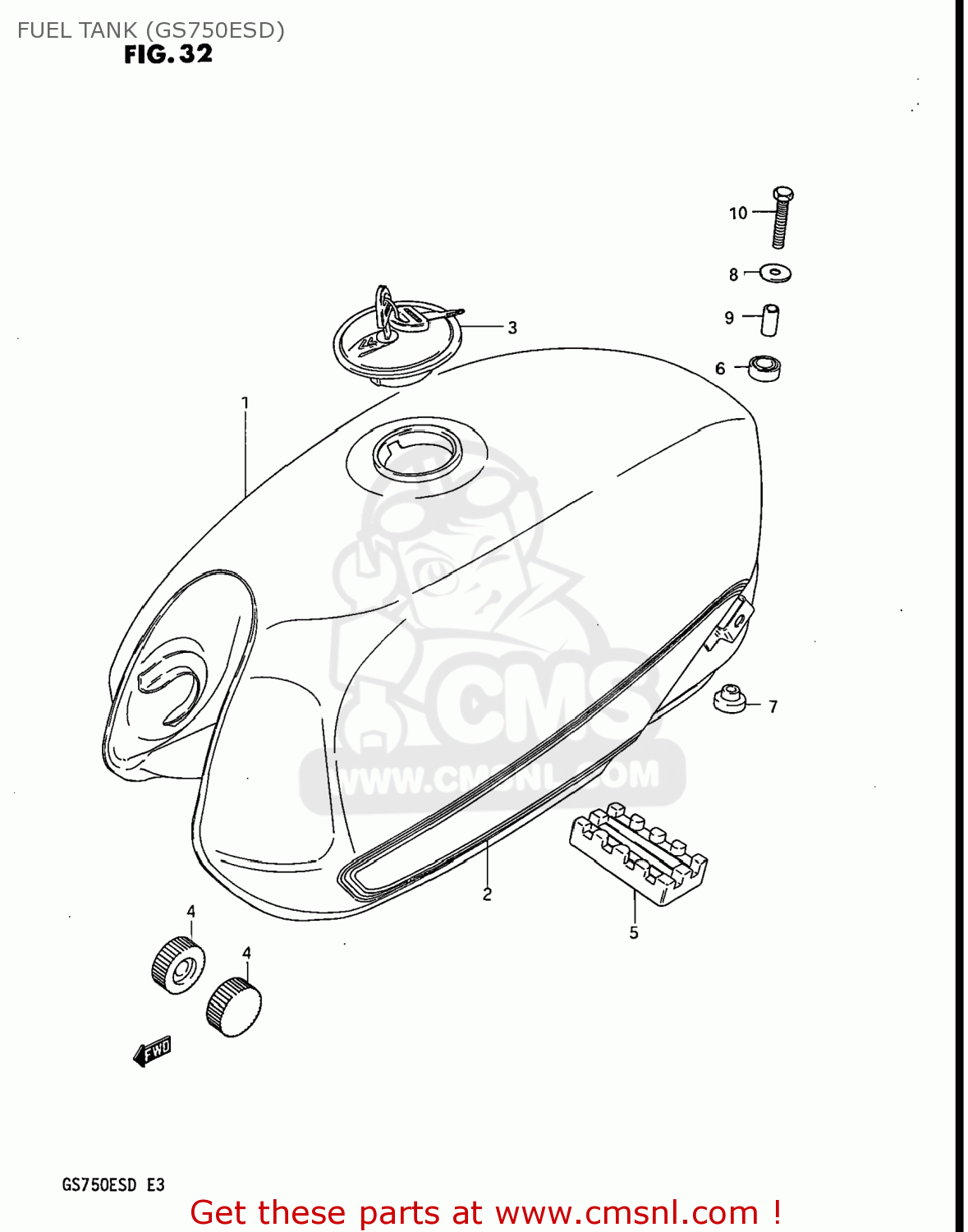 FUEL TANK (GS750ESD) GS750E 1983 (D) USA (E03)