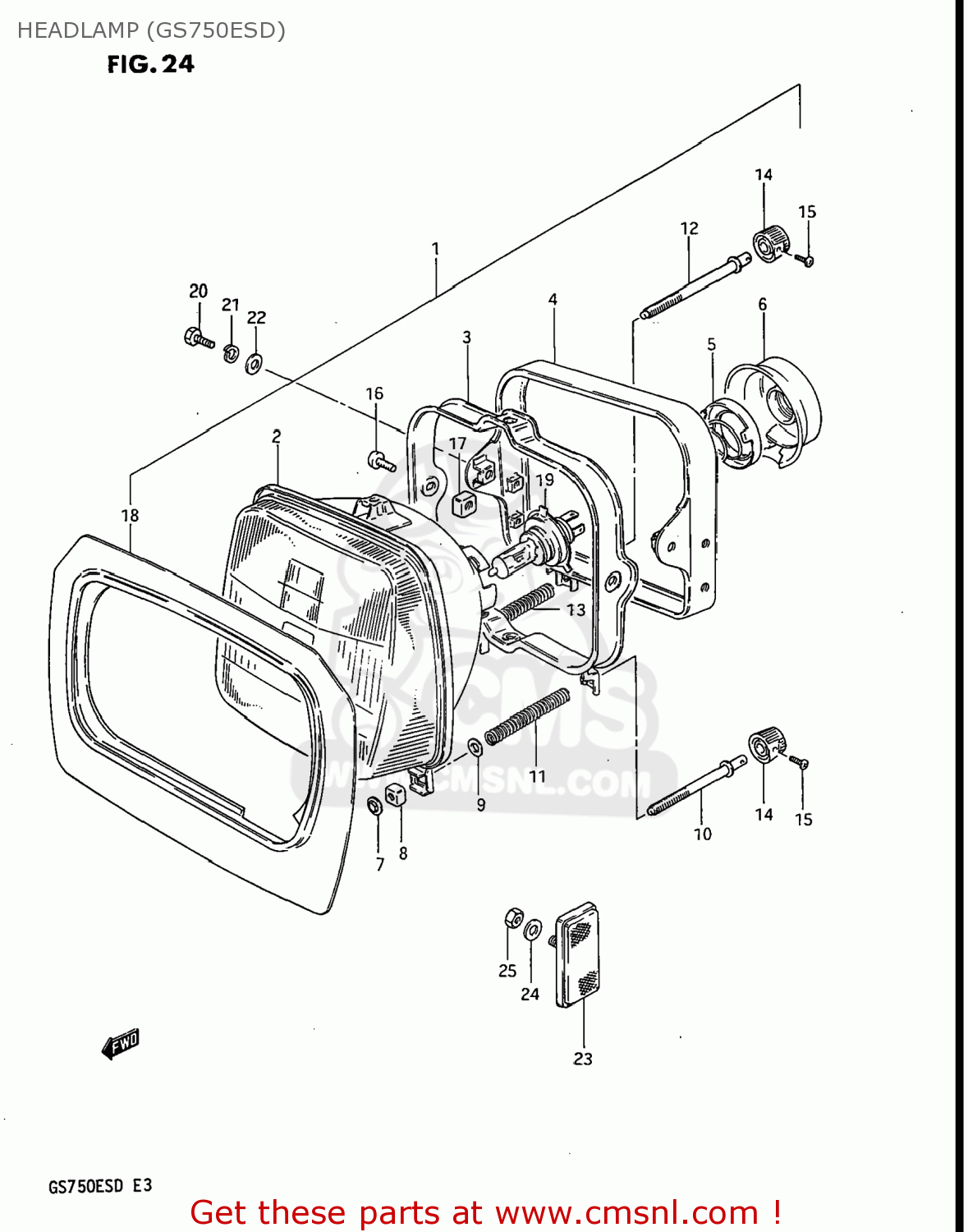HEADLAMP (GS750ESD) GS750E 1983 (D) USA (E03)