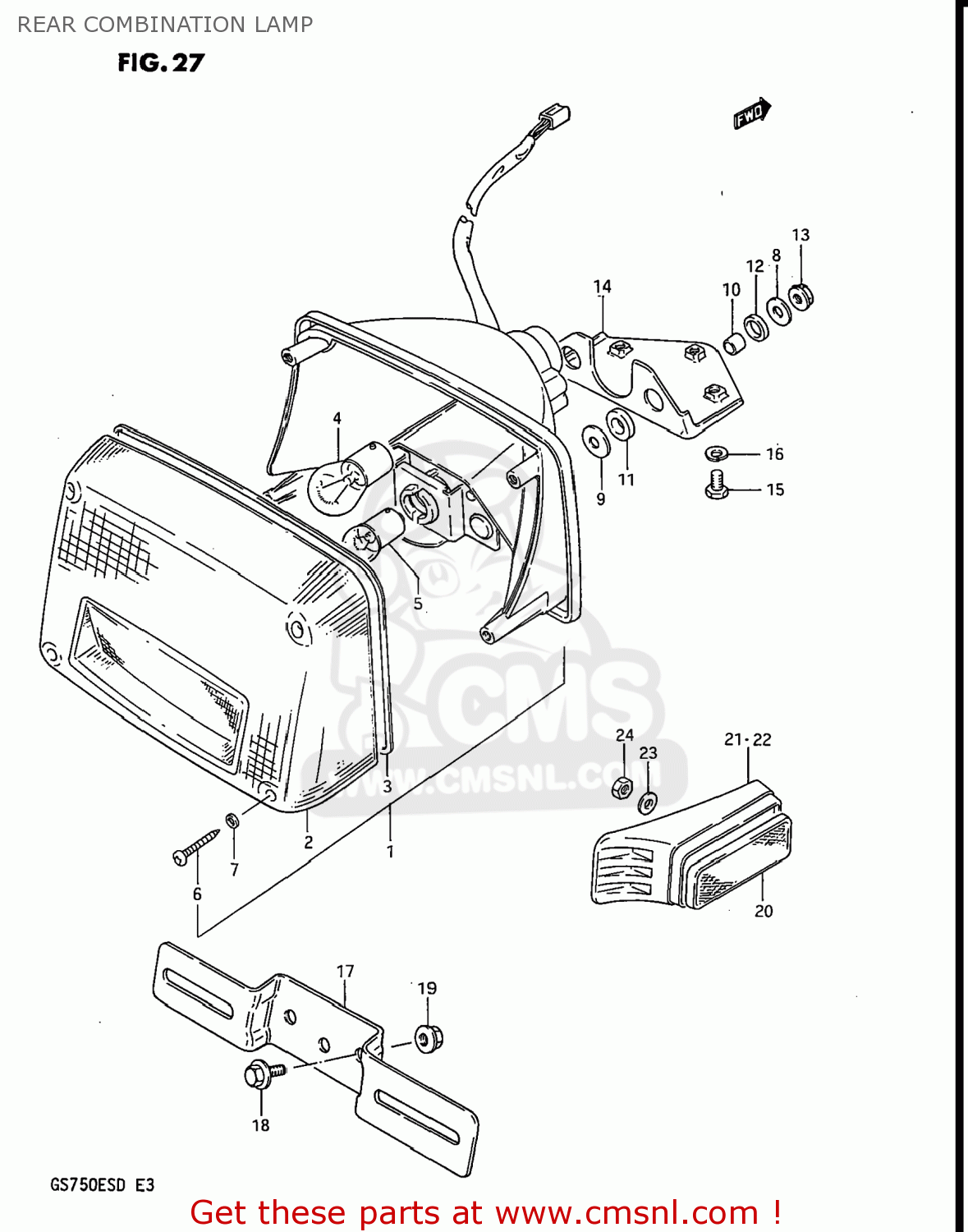 REAR COMBINATION LAMP GS750E 1983 (D) USA (E03)
