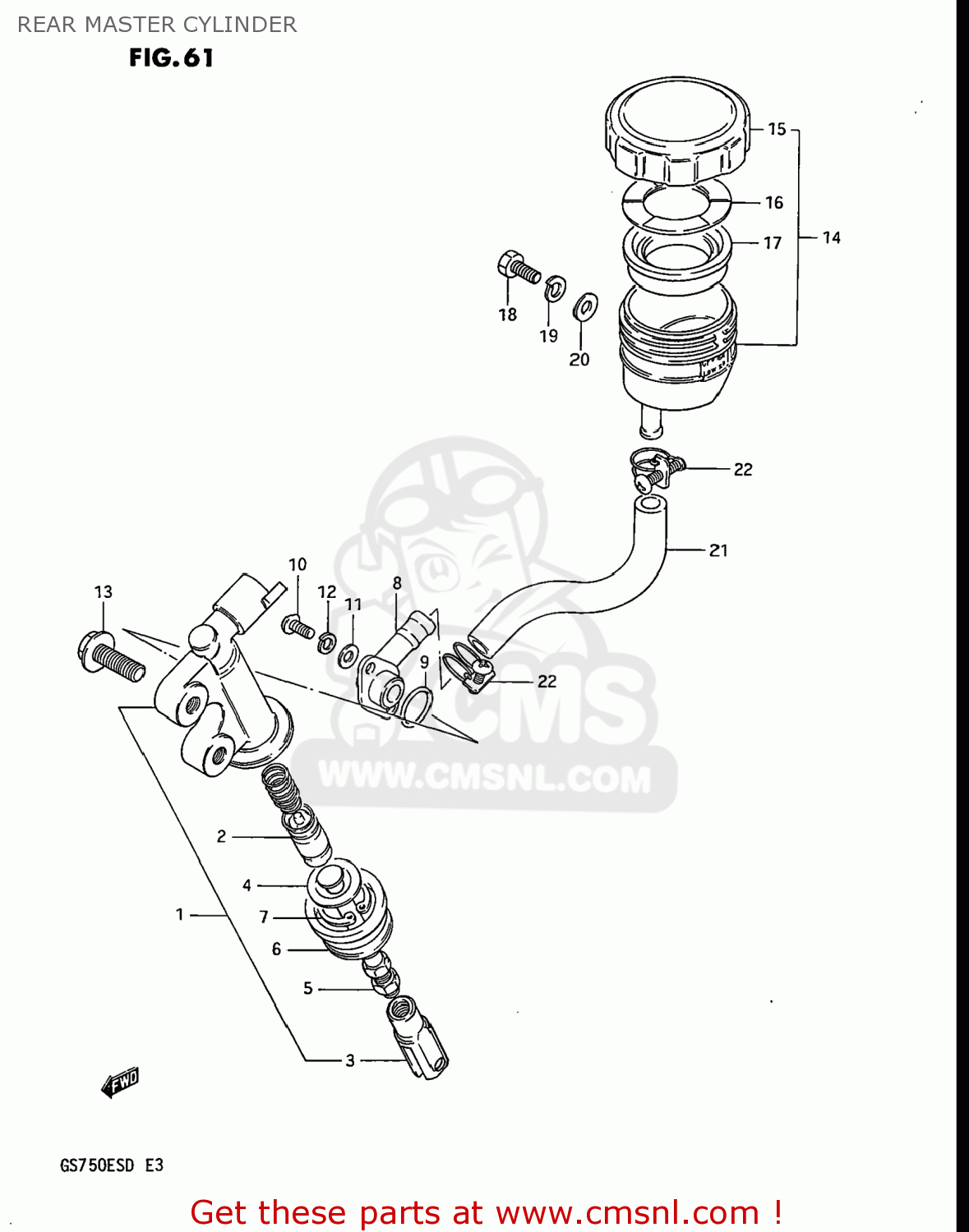 REAR MASTER CYLINDER GS750E 1983 (D) USA (E03)