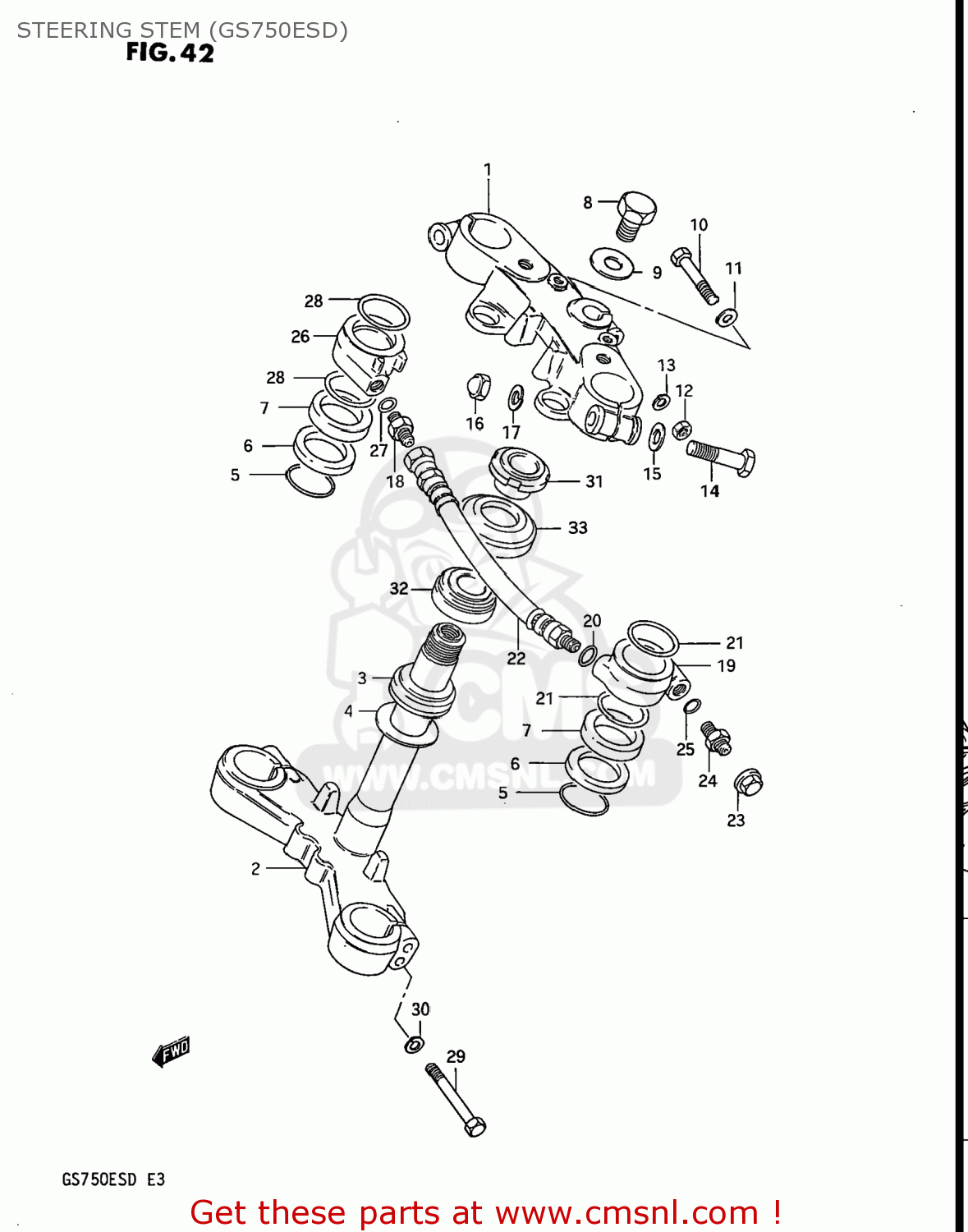 STEERING STEM (GS750ESD) GS750E 1983 (D) USA (E03)
