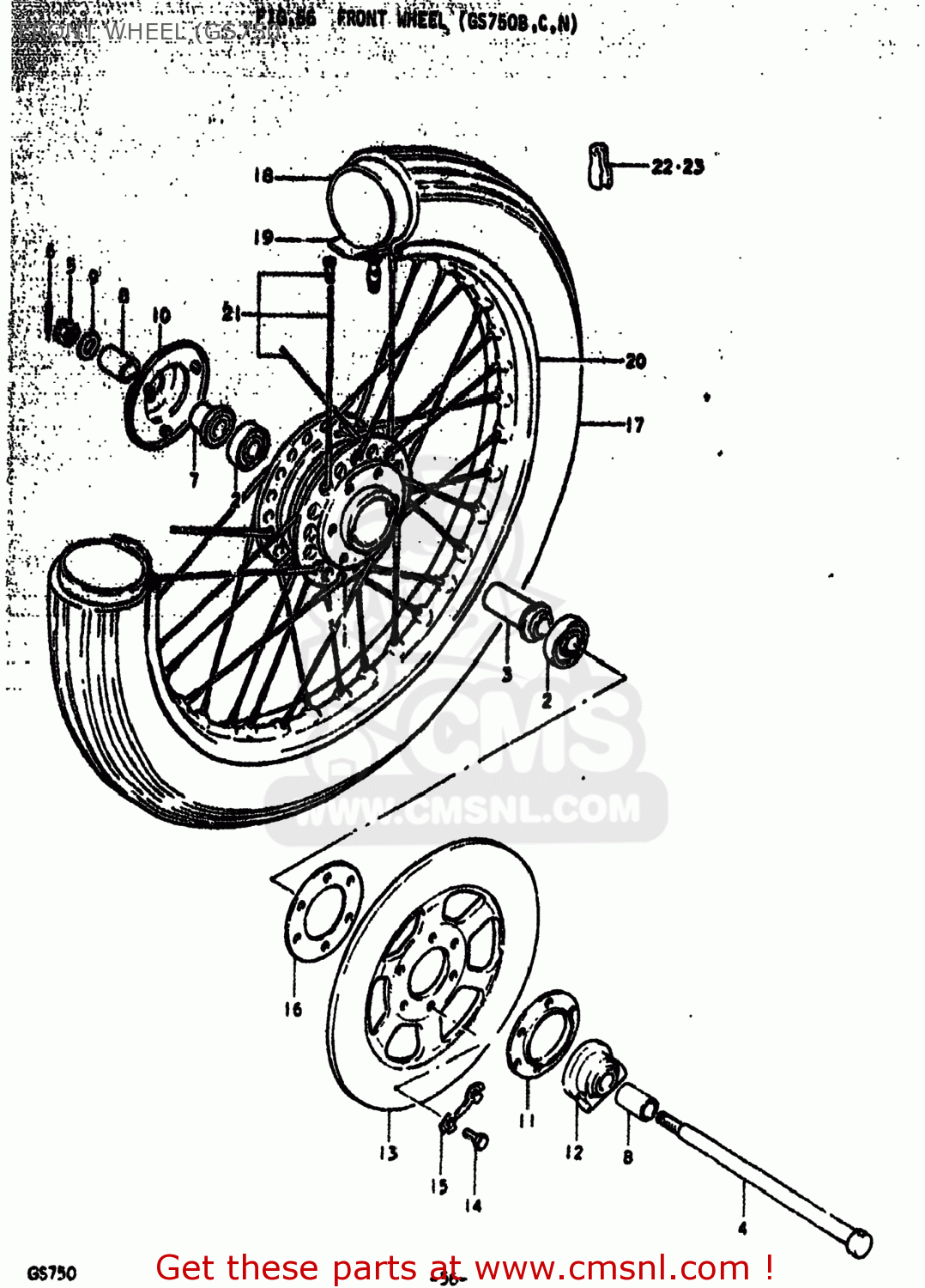 FRONT WHEEL (GS750 GS750EC 1977 (B) USA (E03)