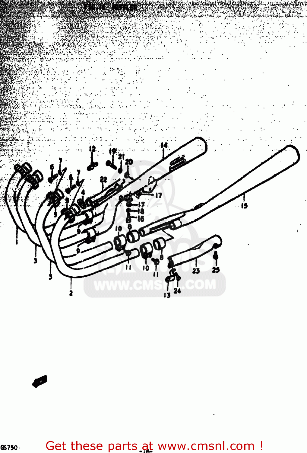 MUFFLER GS750EC 1977 (B) USA (E03)