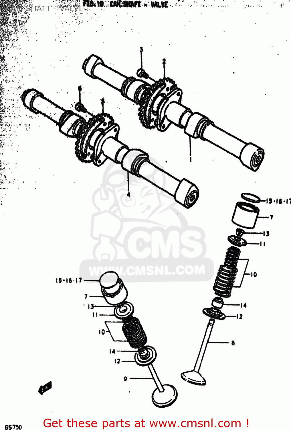 CAM SHAFT - VALVE GS750EC 1978 (C) USA (E03)
