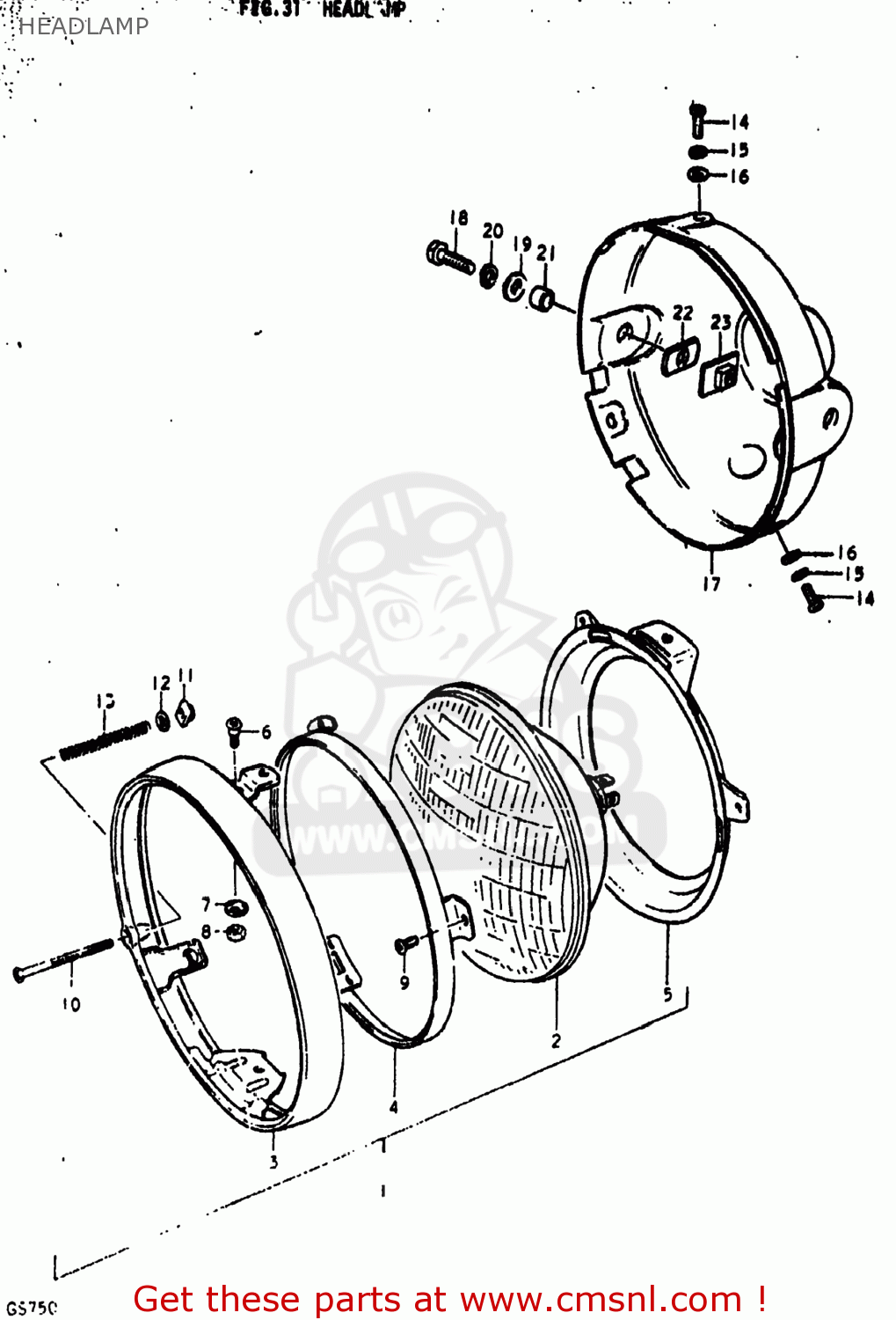 HEADLAMP GS750EC 1978 (C) USA (E03)