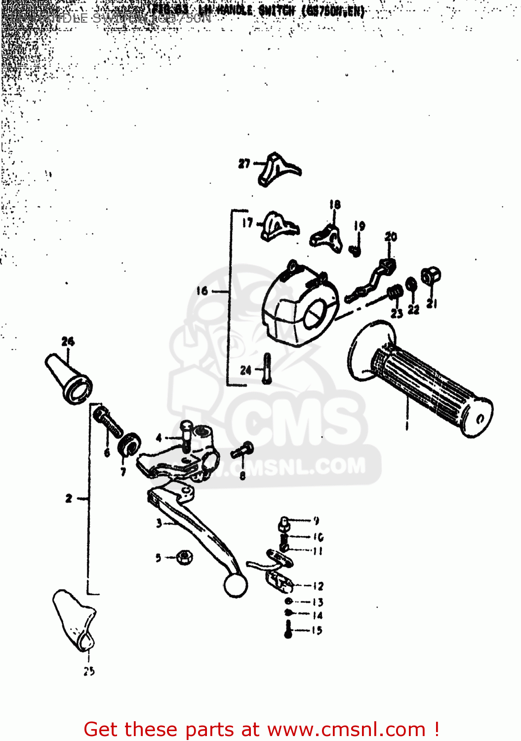 LH HANDLE SWITCH (GS750N GS750EC 1978 (C) USA (E03)