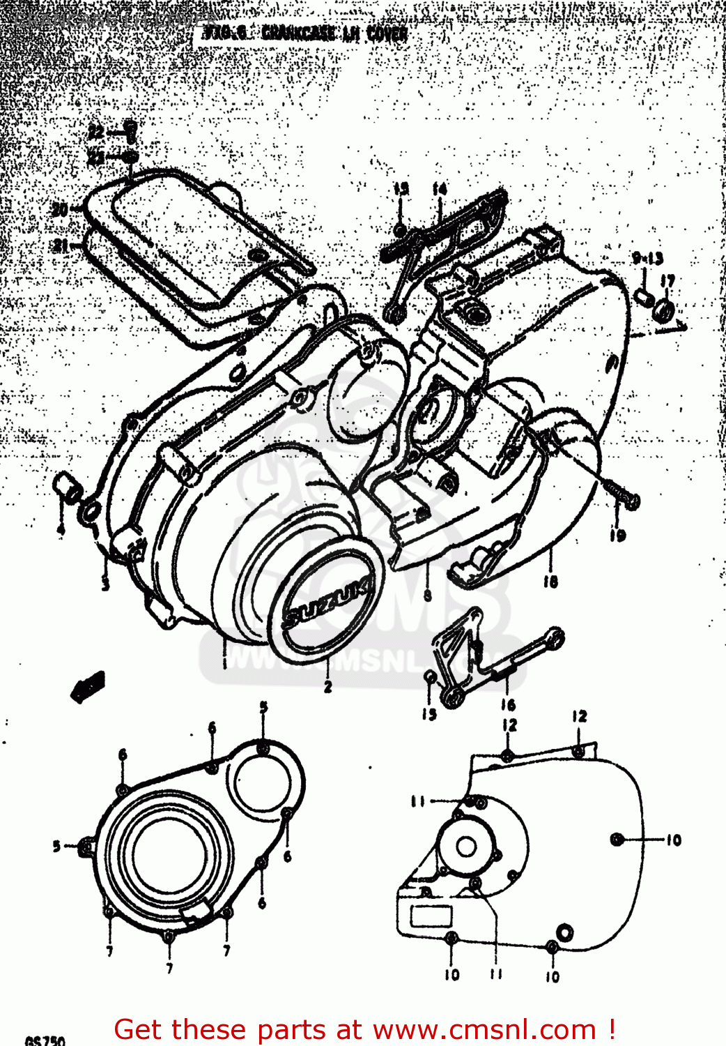 CRANCASE LH COVER GS750EC 1979 (N) USA (E03)