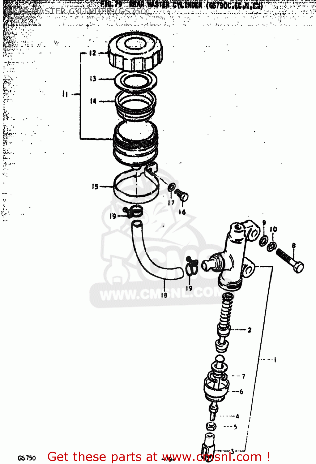 REAR MASTER CYLINDER (GS750C GS750EN 1977 (B) USA (E03)