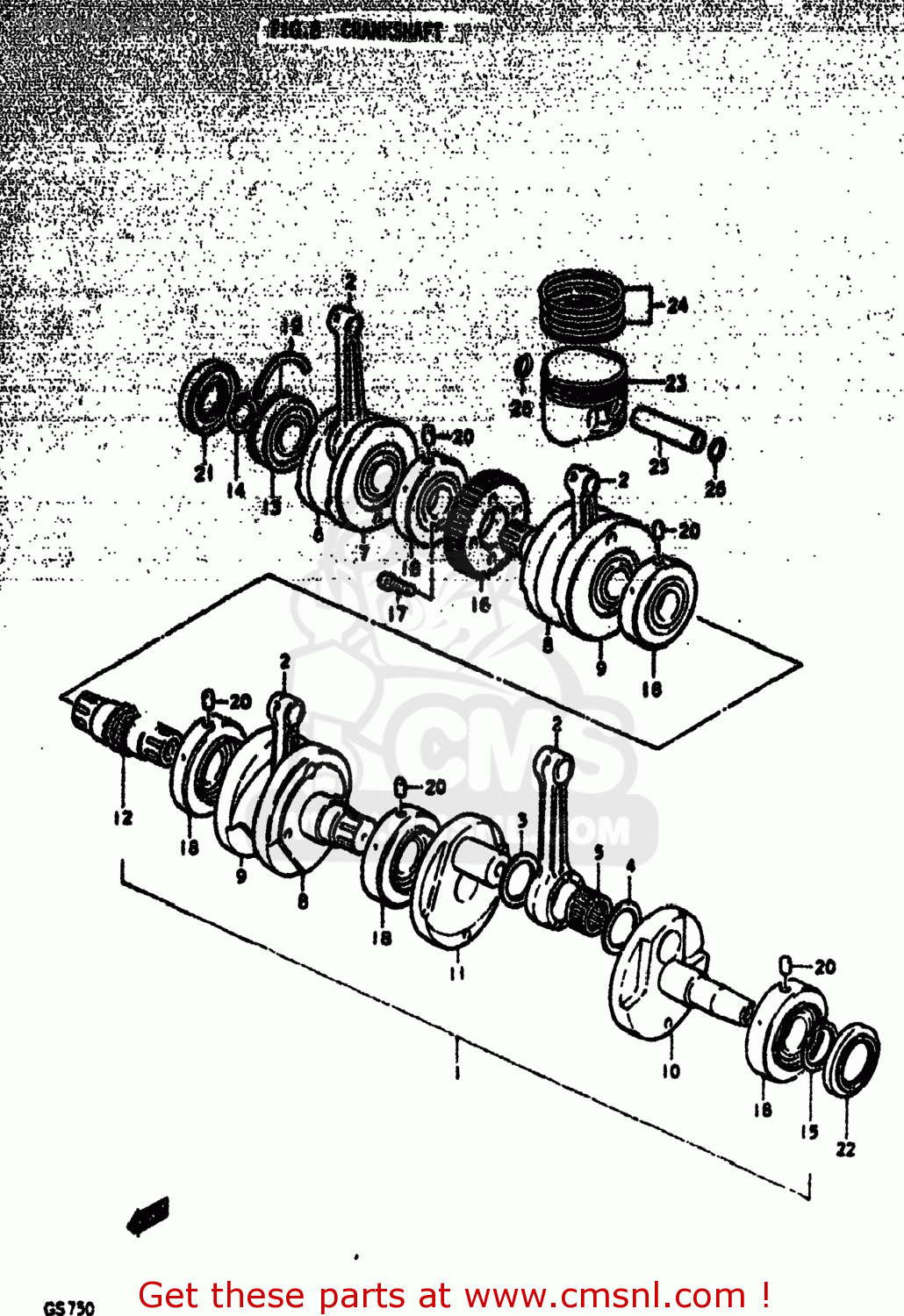 CRANKSHAFT GS750EN 1979 (N) USA (E03)