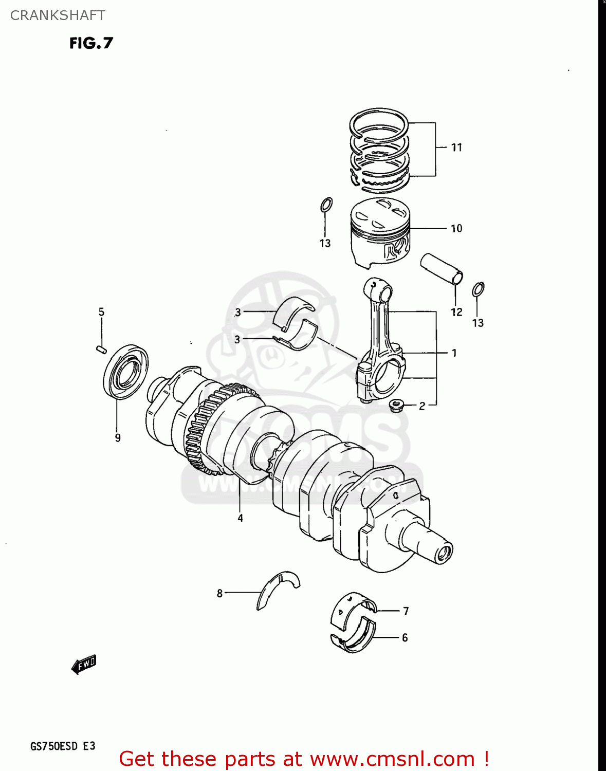 CRANKSHAFT GS750ES 1983 (D) USA (E03)