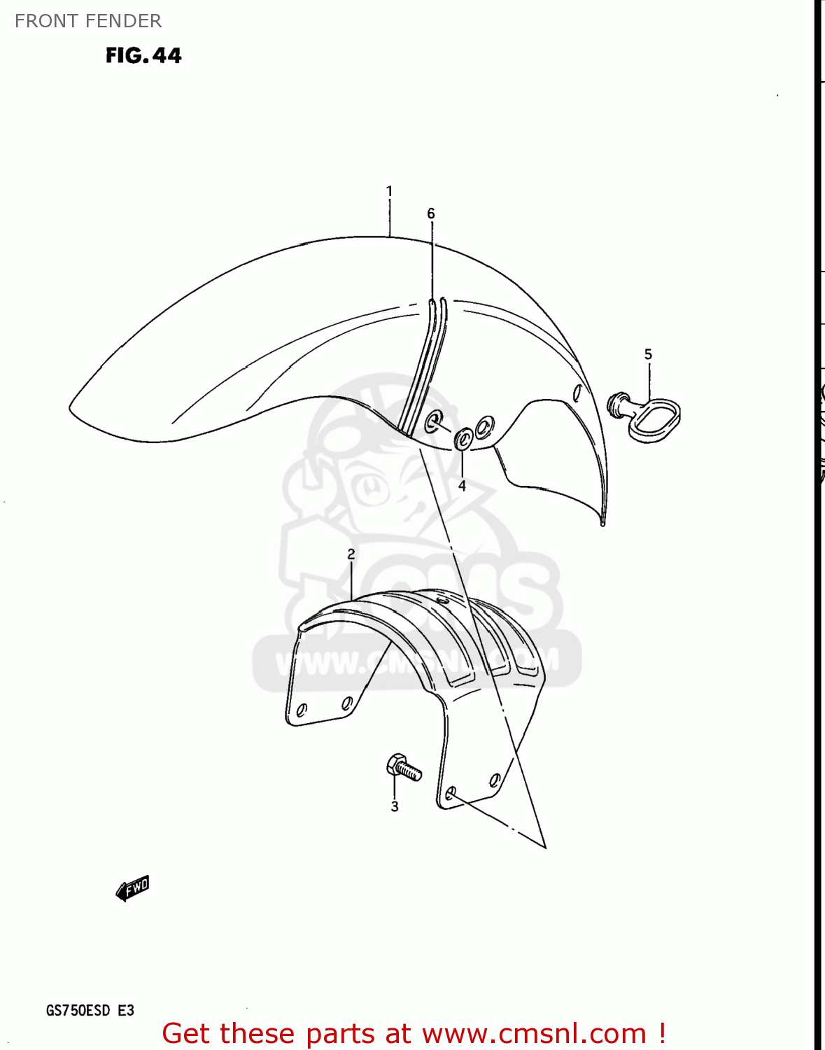 FRONT FENDER GS750ES 1983 (D) USA (E03)