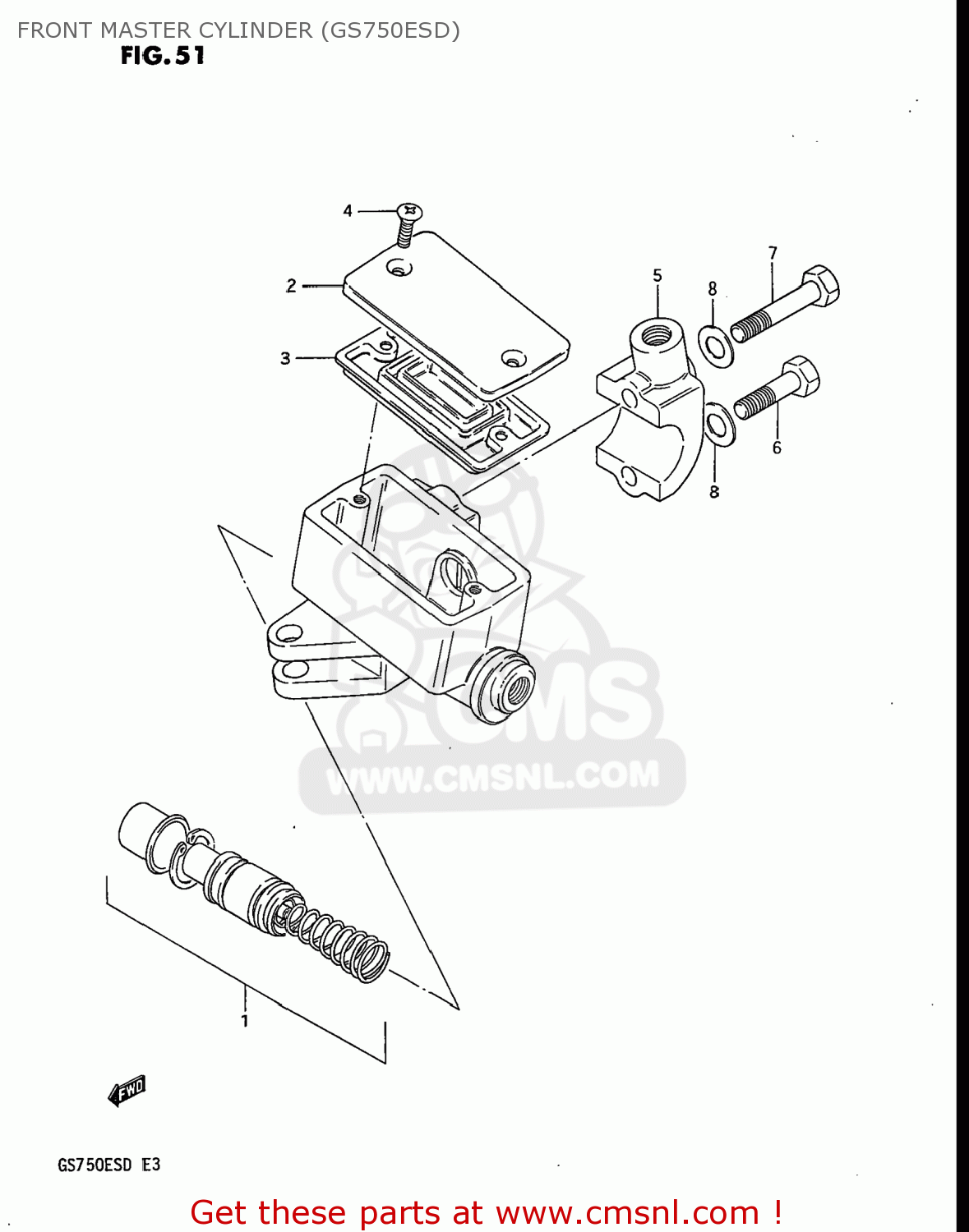 FRONT MASTER CYLINDER (GS750ESD) GS750ES 1983 (D) USA (E03)