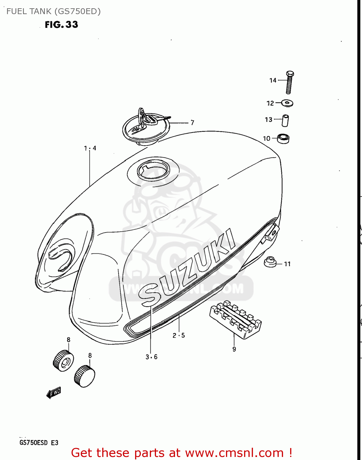 FUEL TANK (GS750ED) GS750ES 1983 (D) USA (E03)