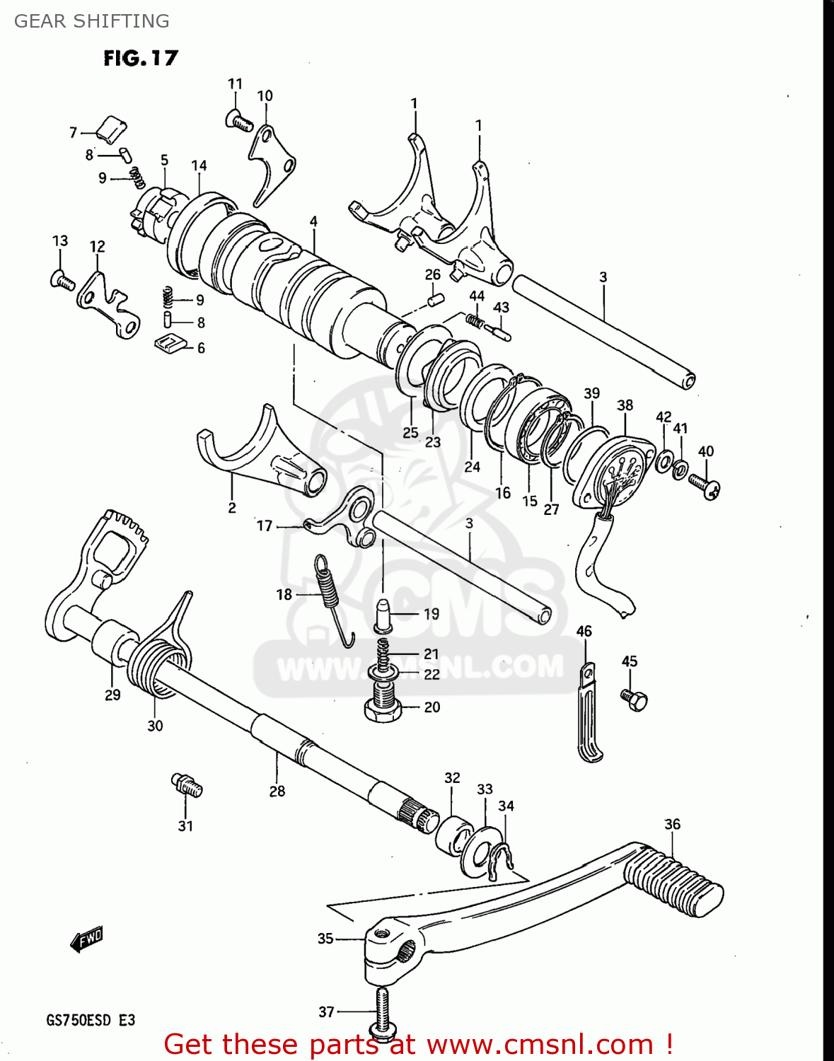 GEAR SHIFTING GS750ES 1983 (D) USA (E03)