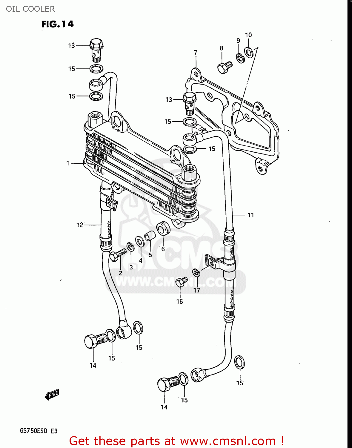 OIL COOLER GS750ES 1983 (D) USA (E03)