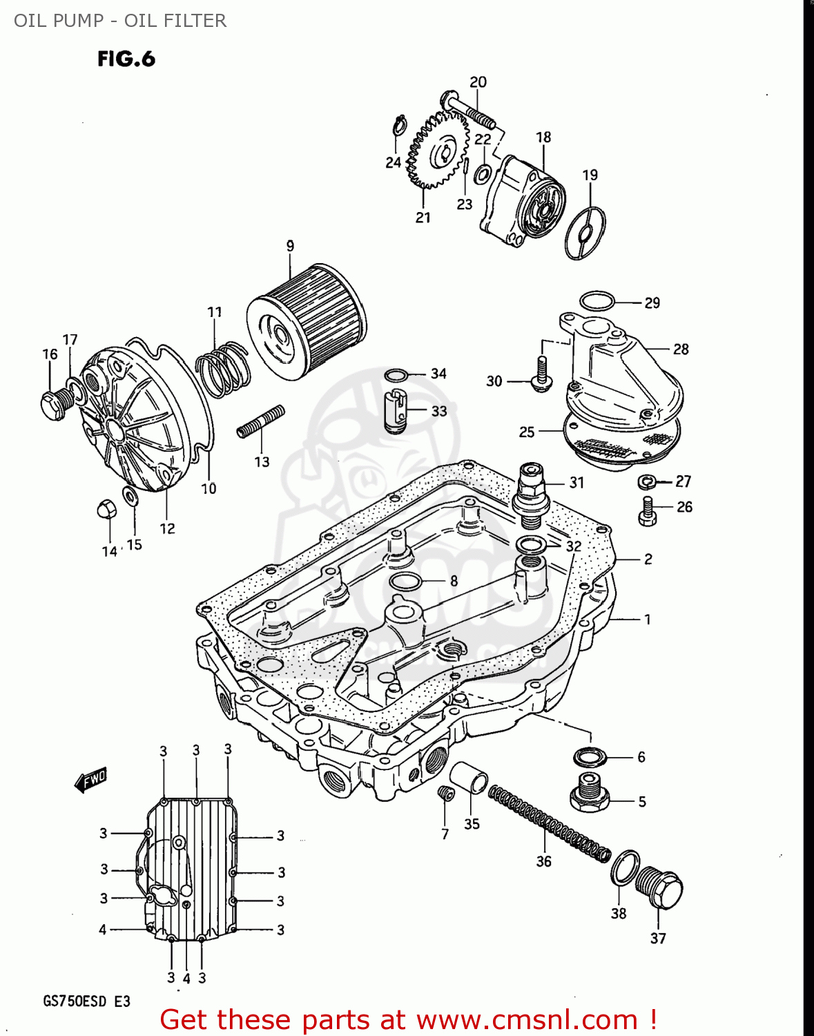 OIL PUMP - OIL FILTER GS750ES 1983 (D) USA (E03)