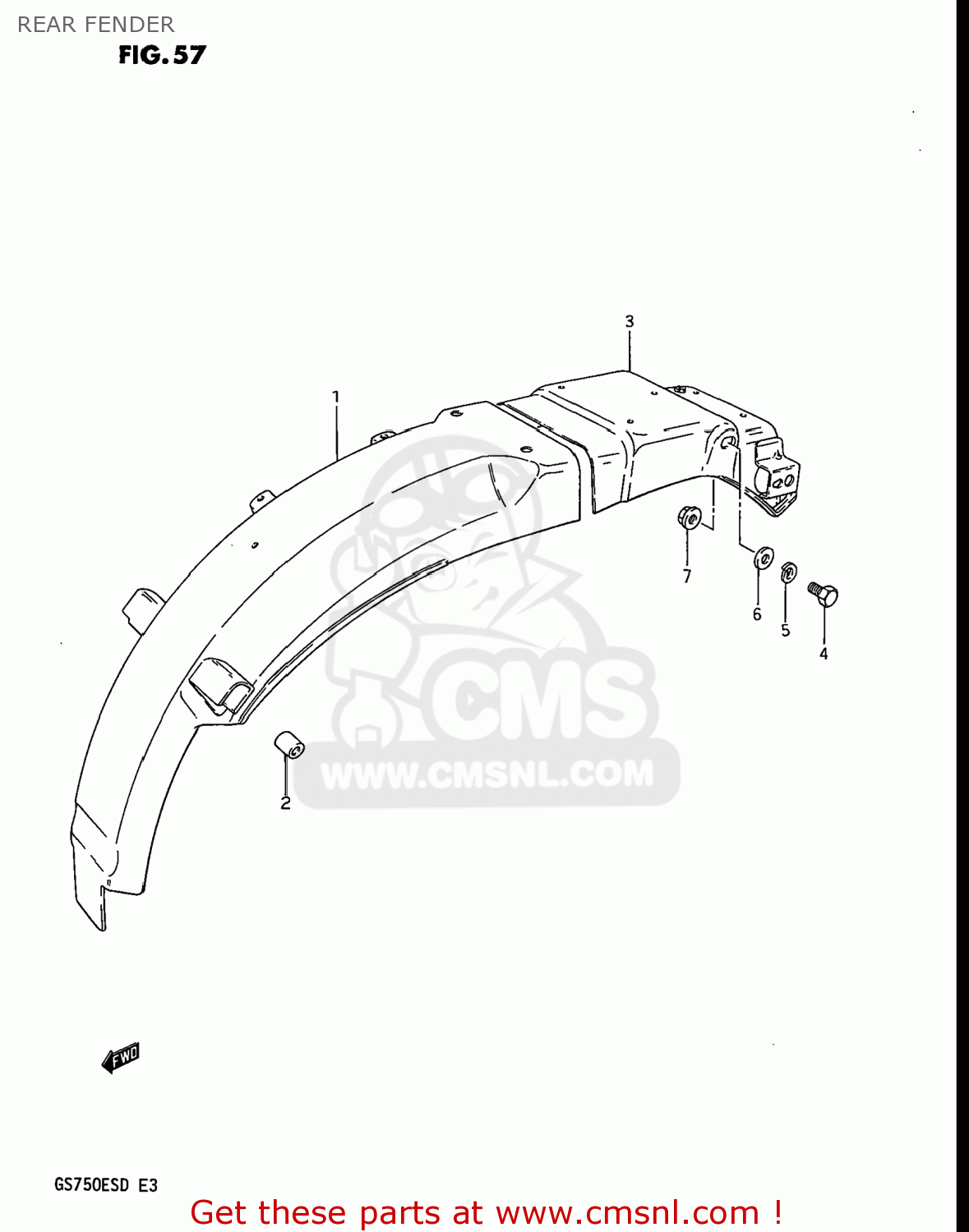 REAR FENDER GS750ES 1983 (D) USA (E03)