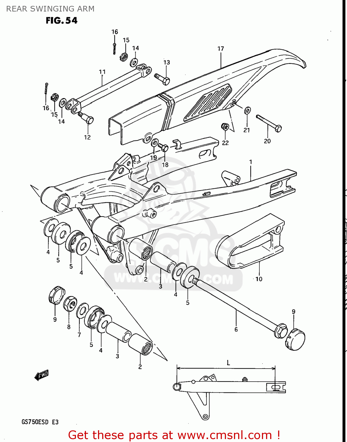 REAR SWINGING ARM GS750ES 1983 (D) USA (E03)