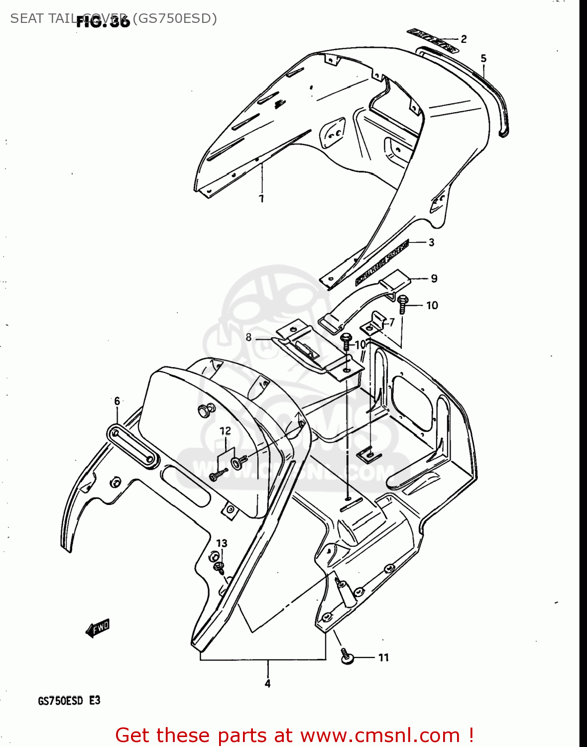 SEAT TAIL COVER (GS750ESD) GS750ES 1983 (D) USA (E03)