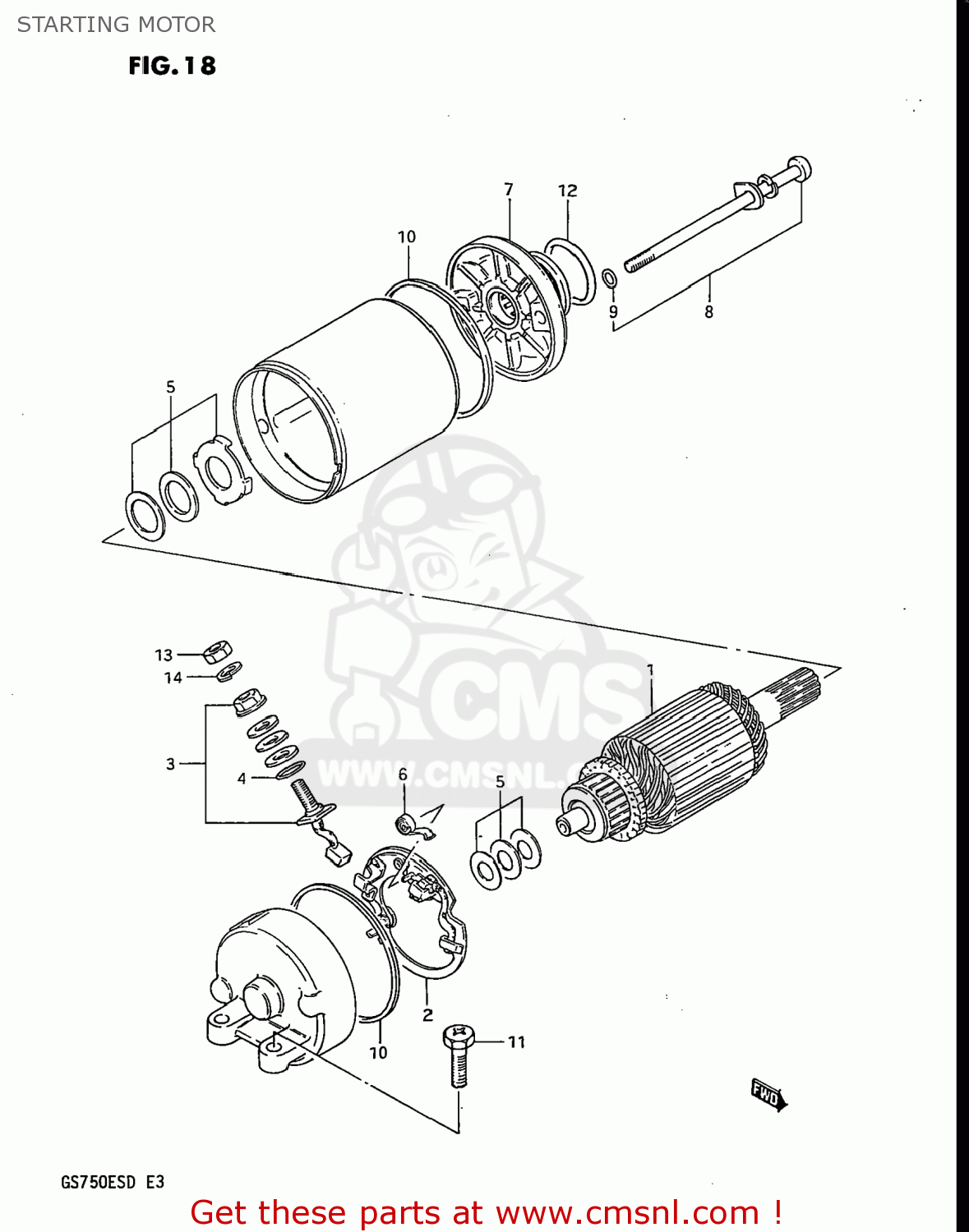 STARTING MOTOR GS750ES 1983 (D) USA (E03)