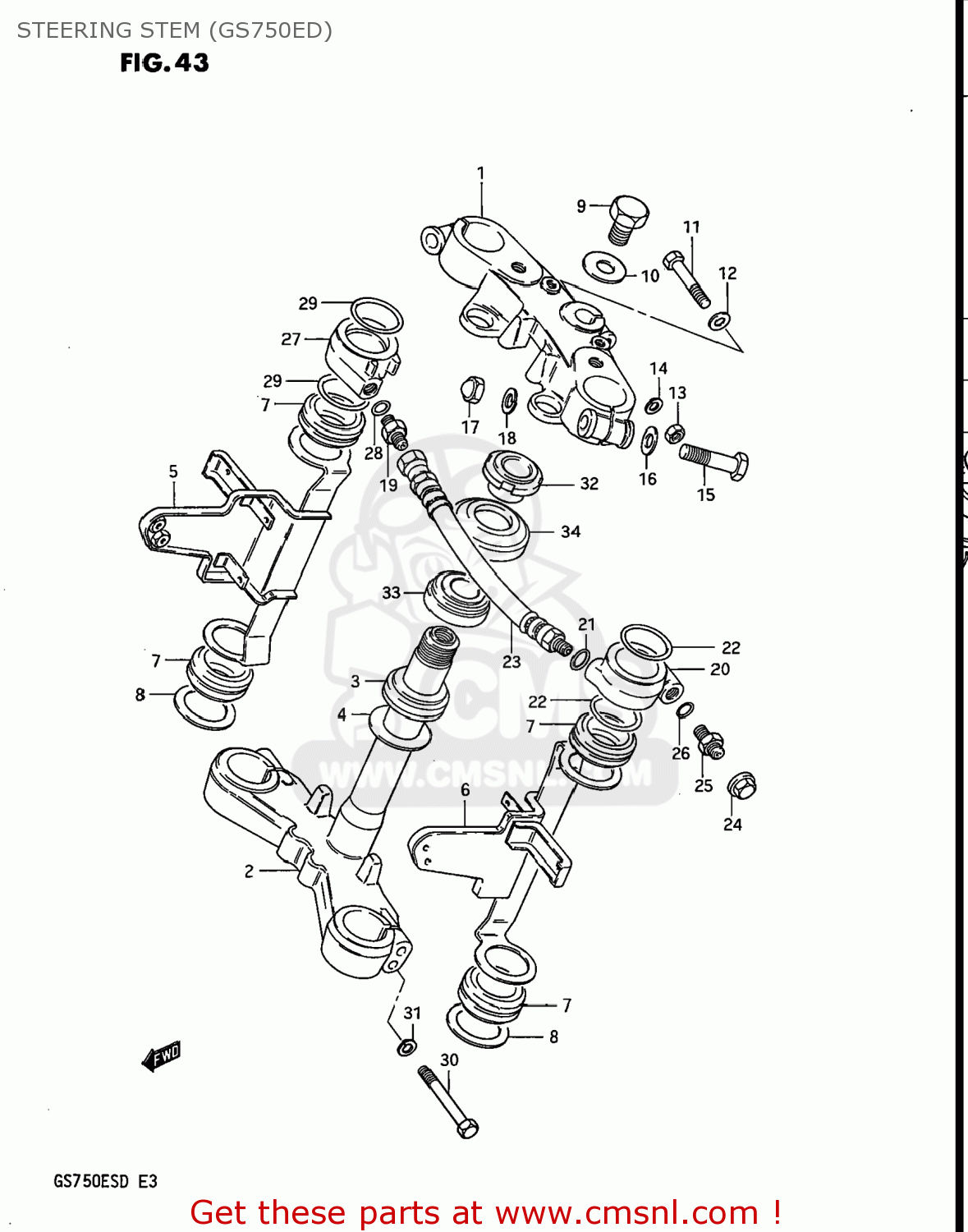 STEERING STEM (GS750ED) GS750ES 1983 (D) USA (E03)