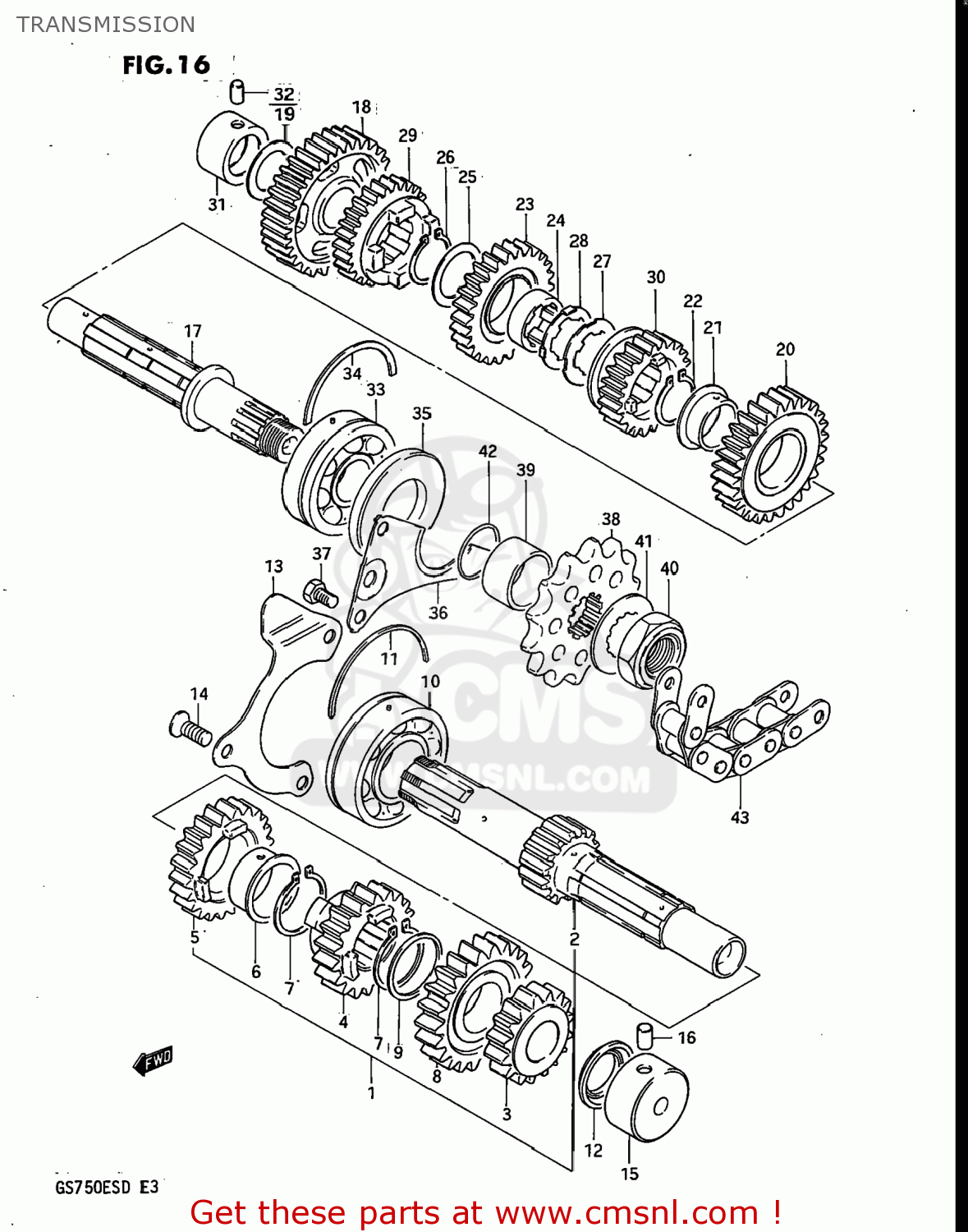 TRANSMISSION GS750ES 1983 (D) USA (E03)