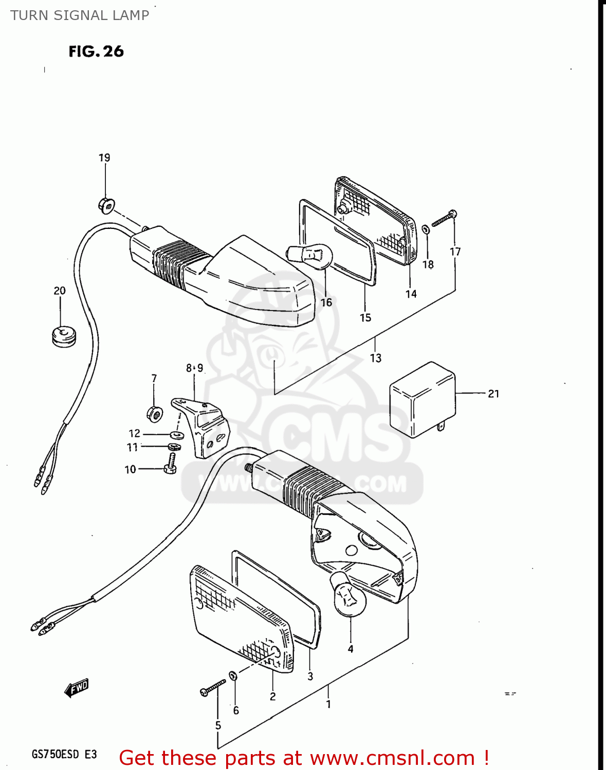 TURN SIGNAL LAMP GS750ES 1983 (D) USA (E03)