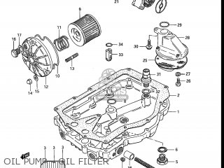 OIL PUMP - OIL FILTER - GS750ES 1983 (D) USA (E03)
