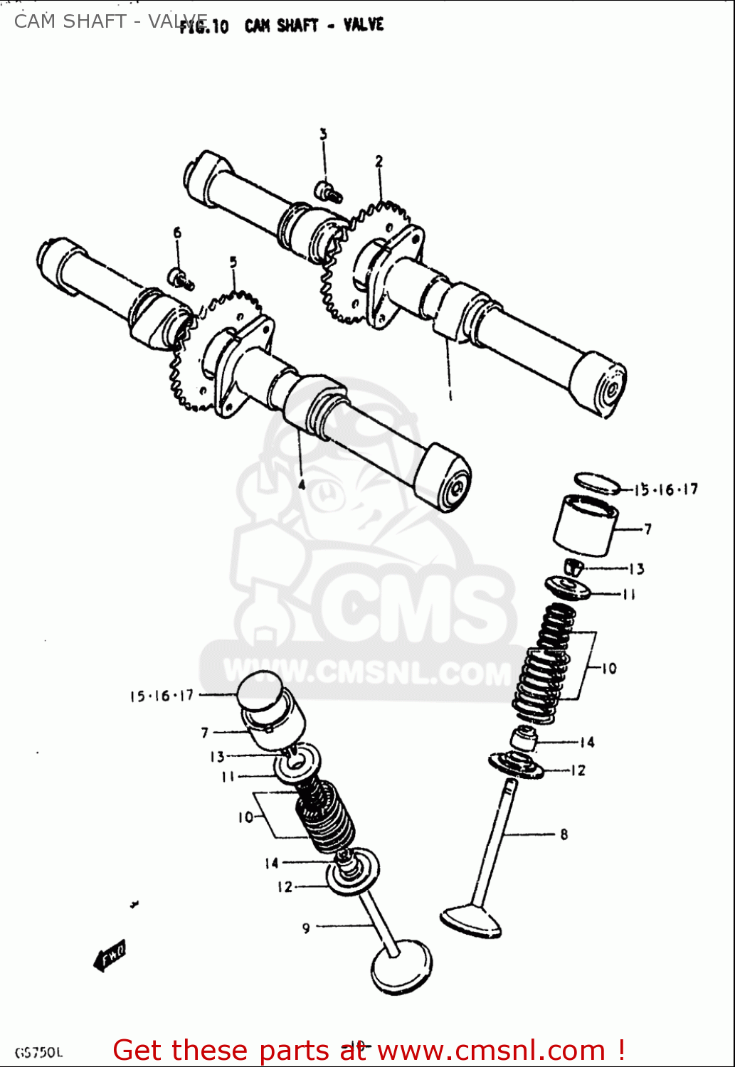 CAM SHAFT - VALVE GS750L 1979 (N) USA (E03)