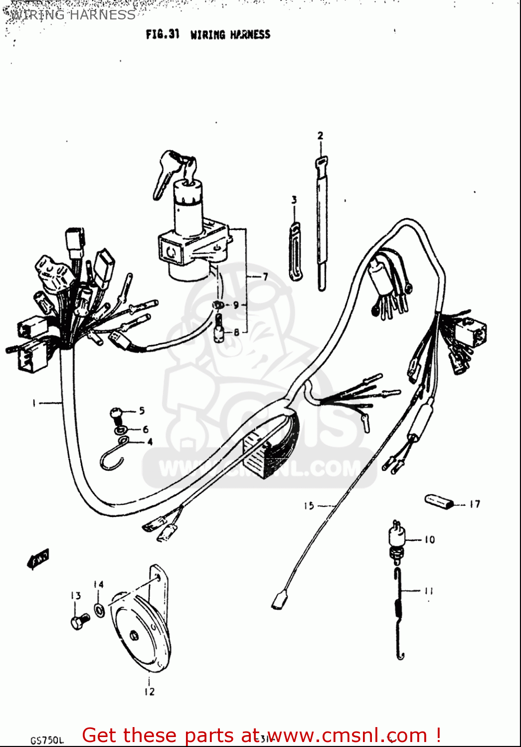 WIRING HARNESS GS750L 1979 (N) USA (E03)