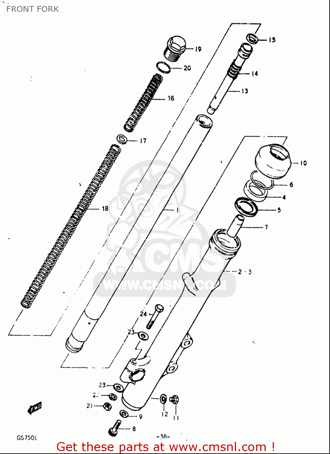 FRONT FORK GS750L 1979 (N) USA (E03)