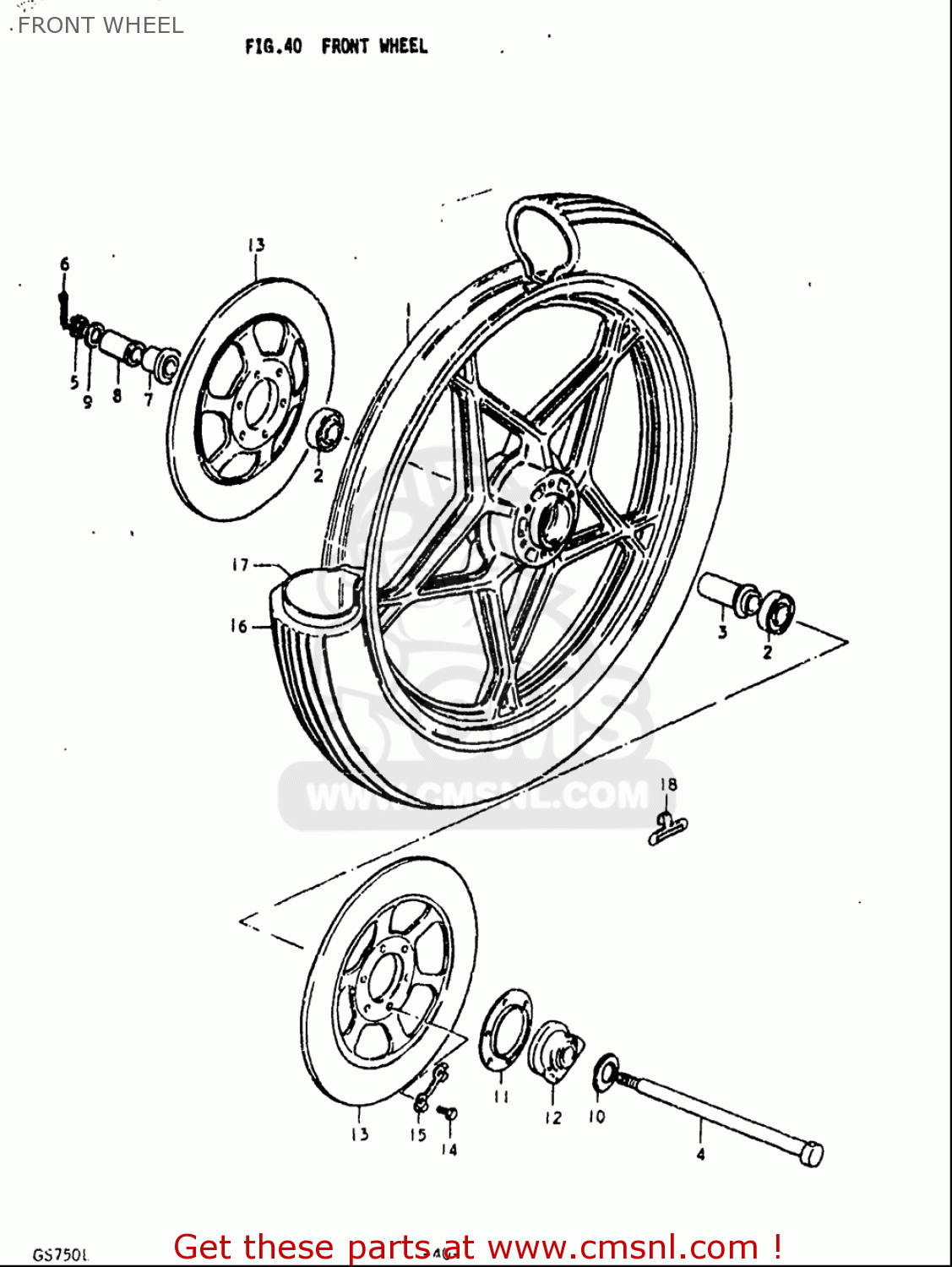 FRONT WHEEL GS750L 1979 (N) USA (E03)
