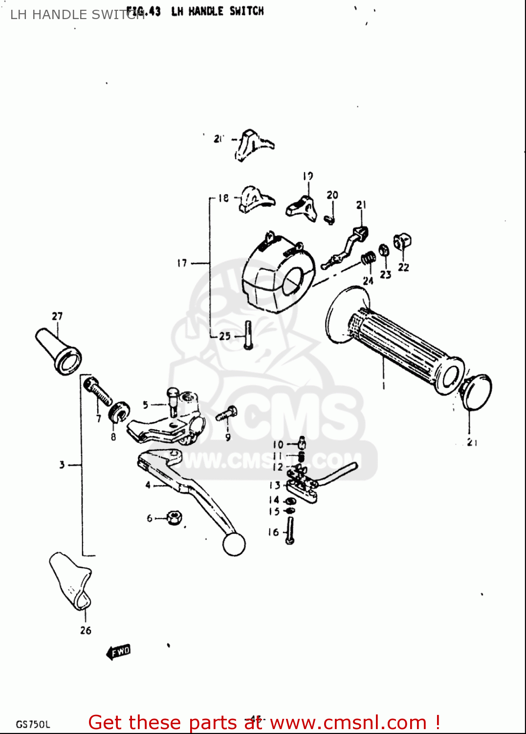 LH HANDLE SWITCH GS750L 1979 (N) USA (E03)