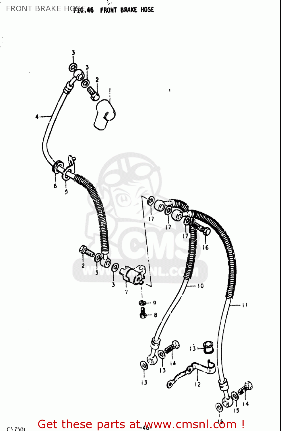 FRONT BRAKE HOSE GS750L 1979 (N) USA (E03)