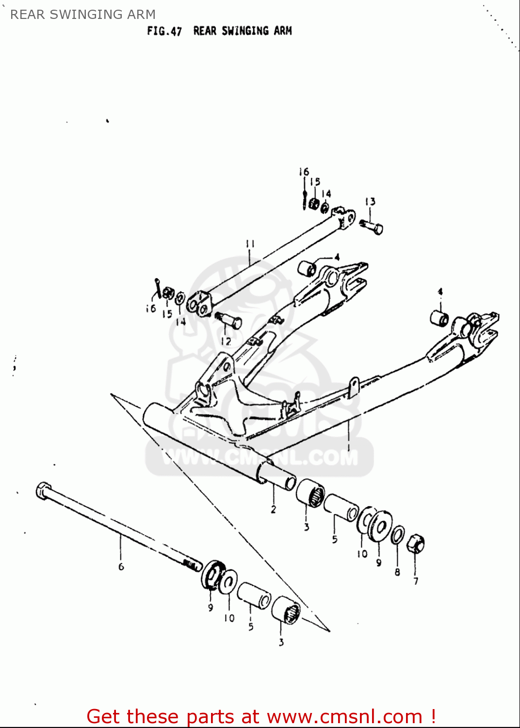 REAR SWINGING ARM GS750L 1979 (N) USA (E03)
