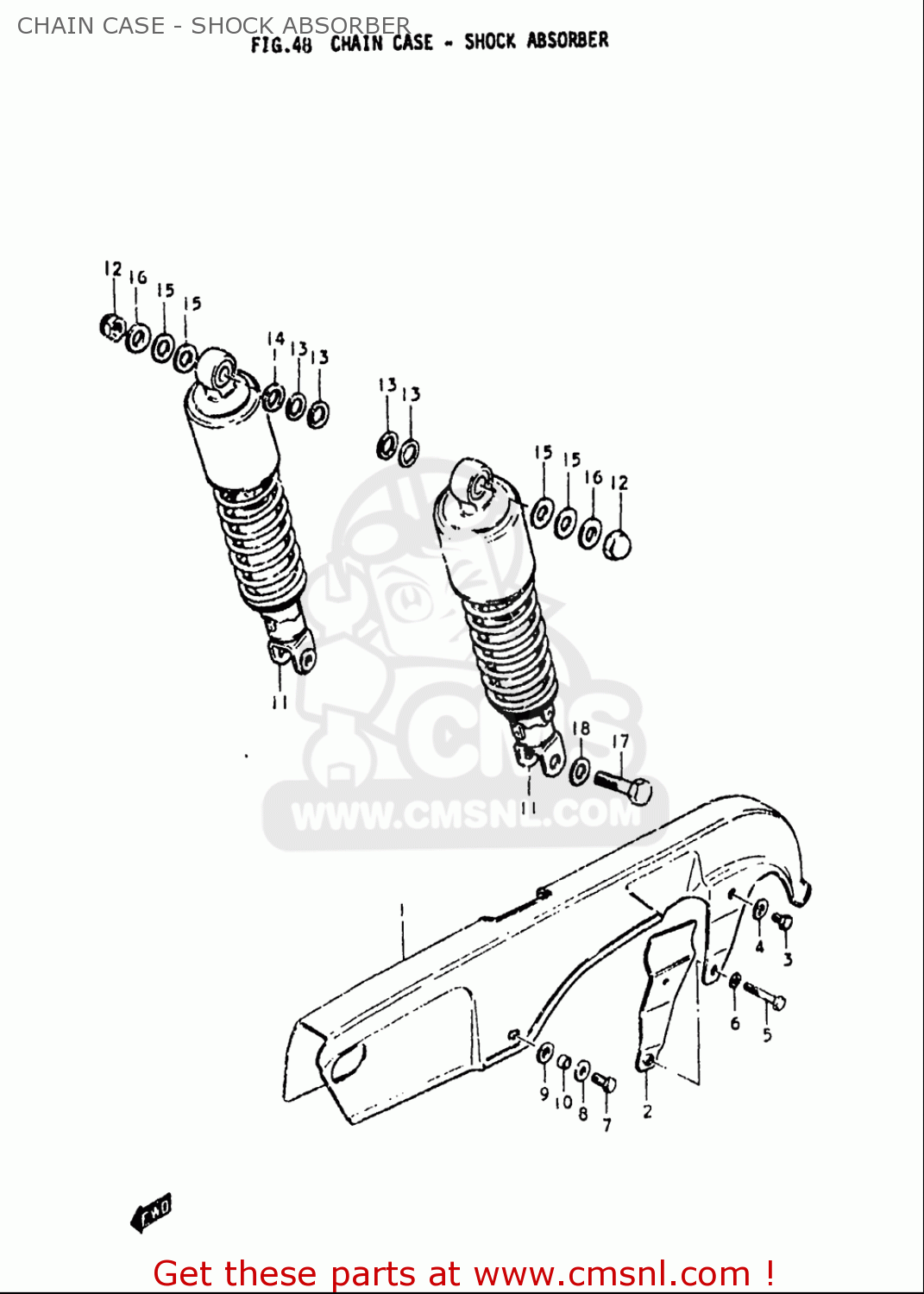 CHAIN CASE - SHOCK ABSORBER GS750L 1979 (N) USA (E03)