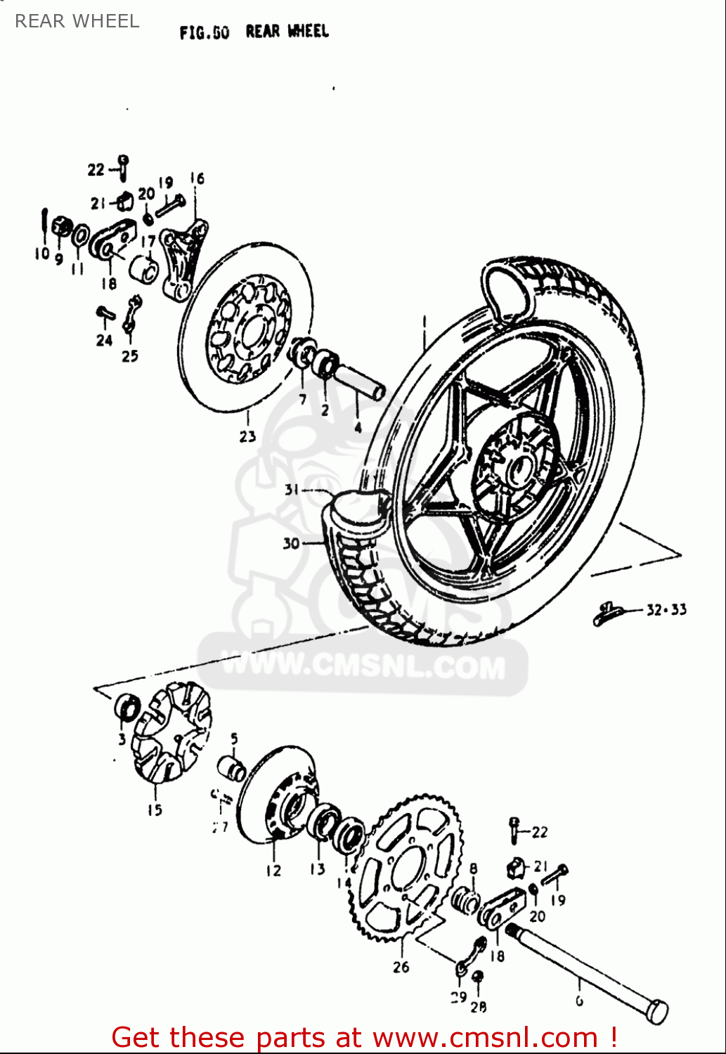 REAR WHEEL GS750L 1979 (N) USA (E03)