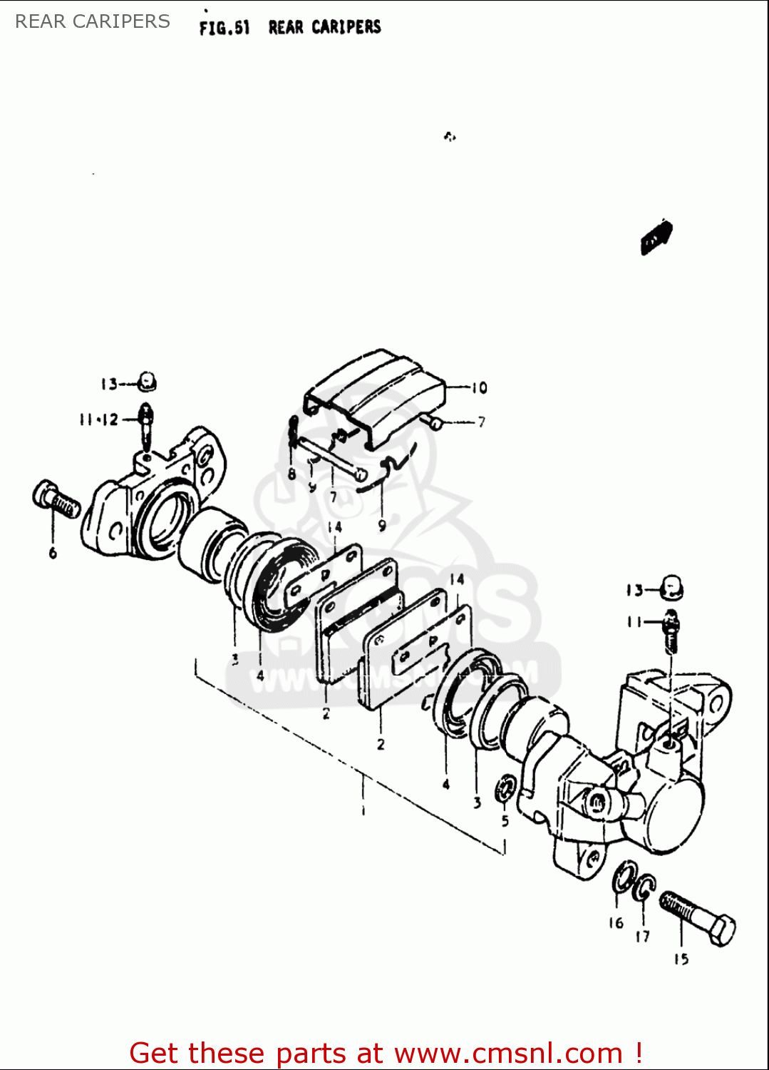 REAR CARIPERS GS750L 1979 (N) USA (E03)