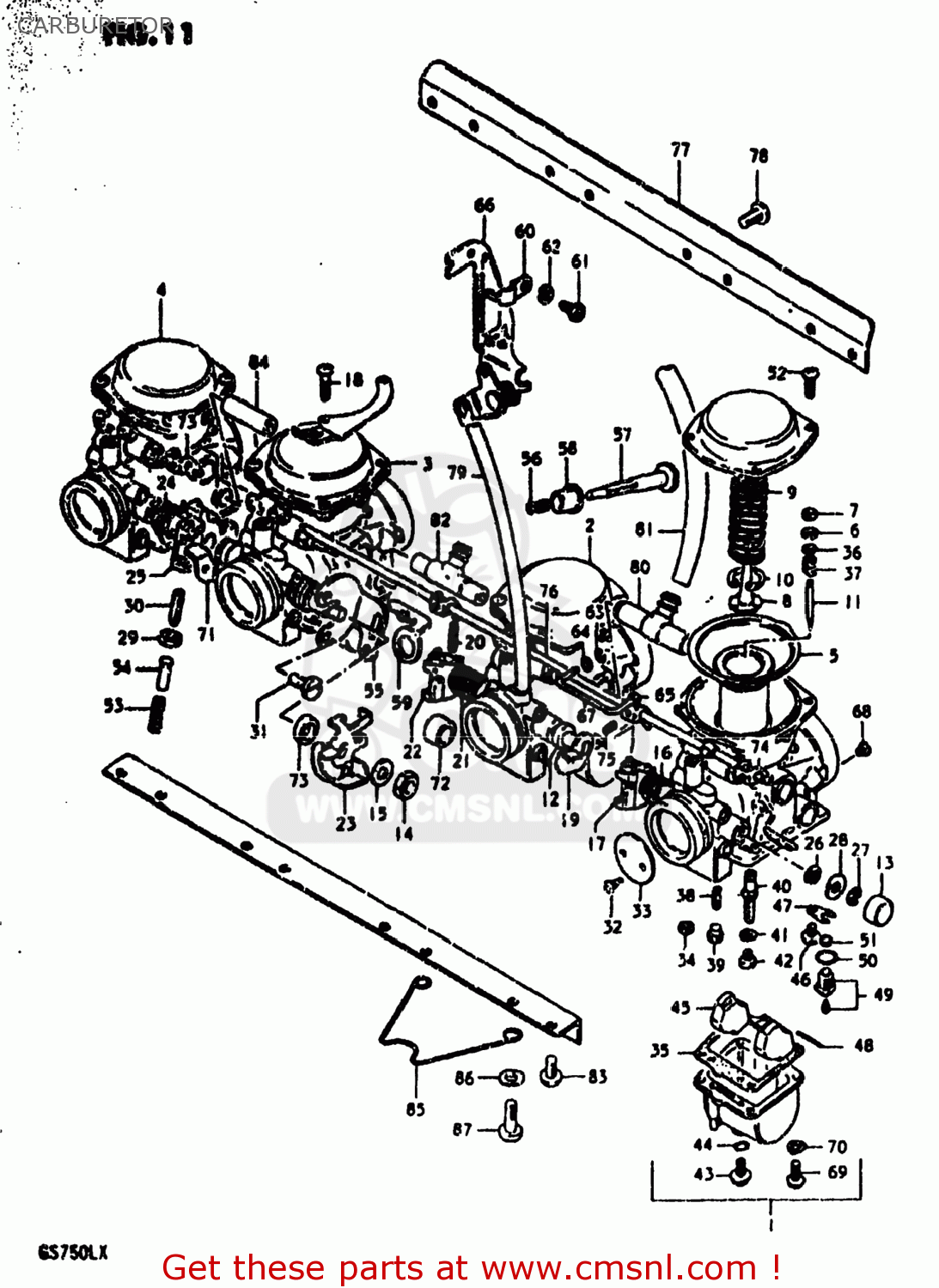 Suzuki GS750L 1980 (T) USA (E03) CARBURETOR - buy original CARBURETOR ...