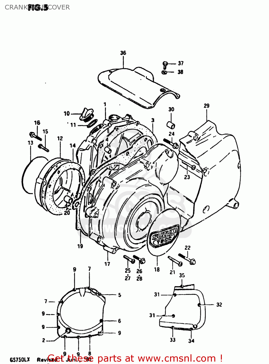 CRANKCASE COVER GS750L 1980 (T) USA (E03)