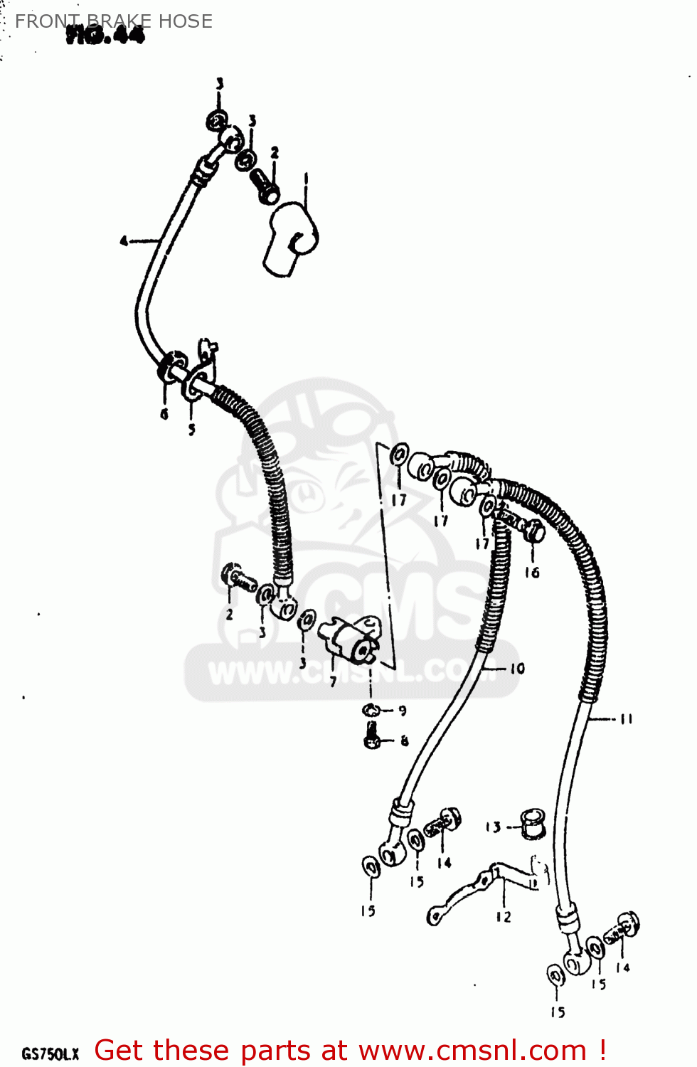 FRONT BRAKE HOSE GS750L 1980 (T) USA (E03)