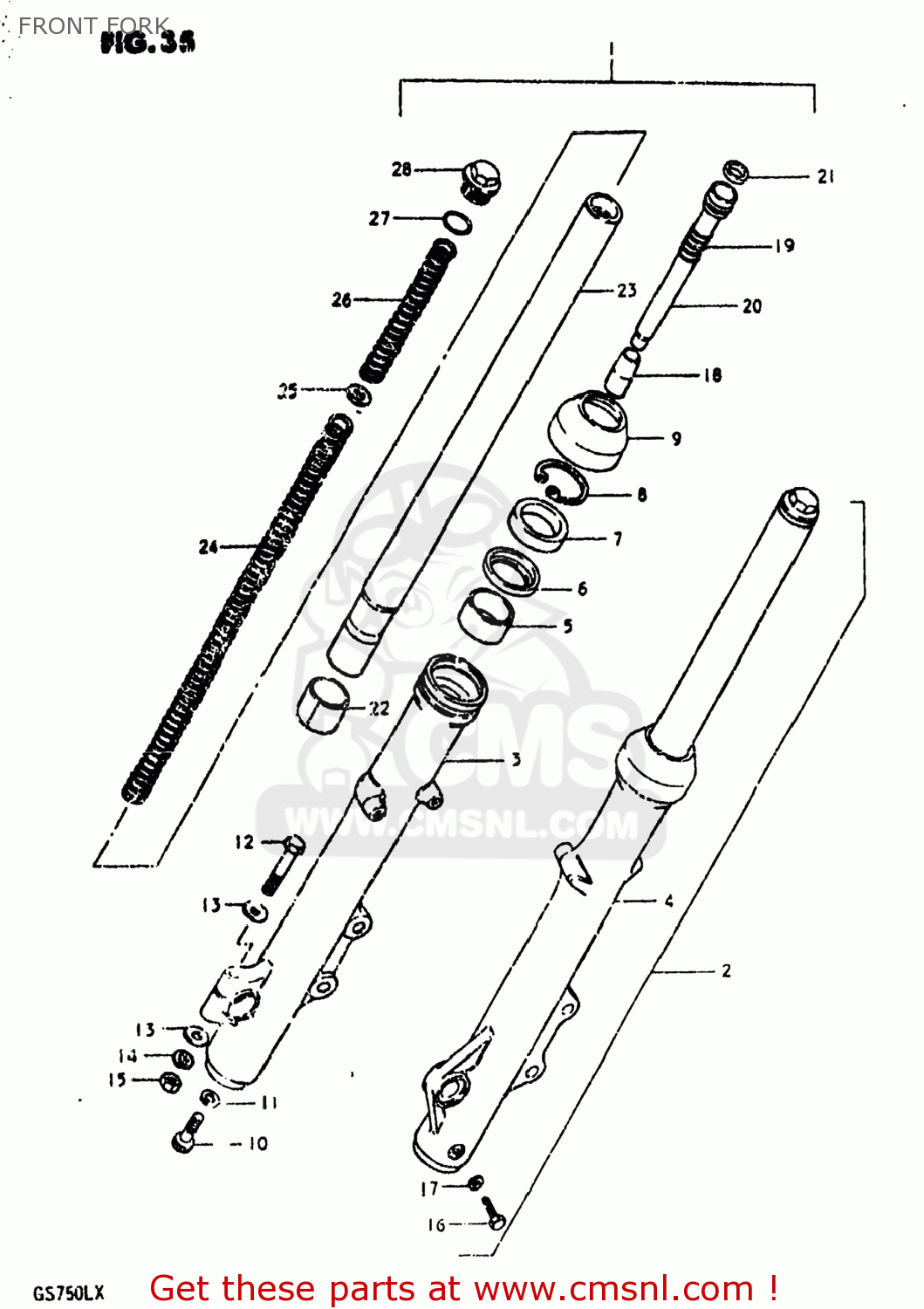 FRONT FORK GS750L 1980 (T) USA (E03)