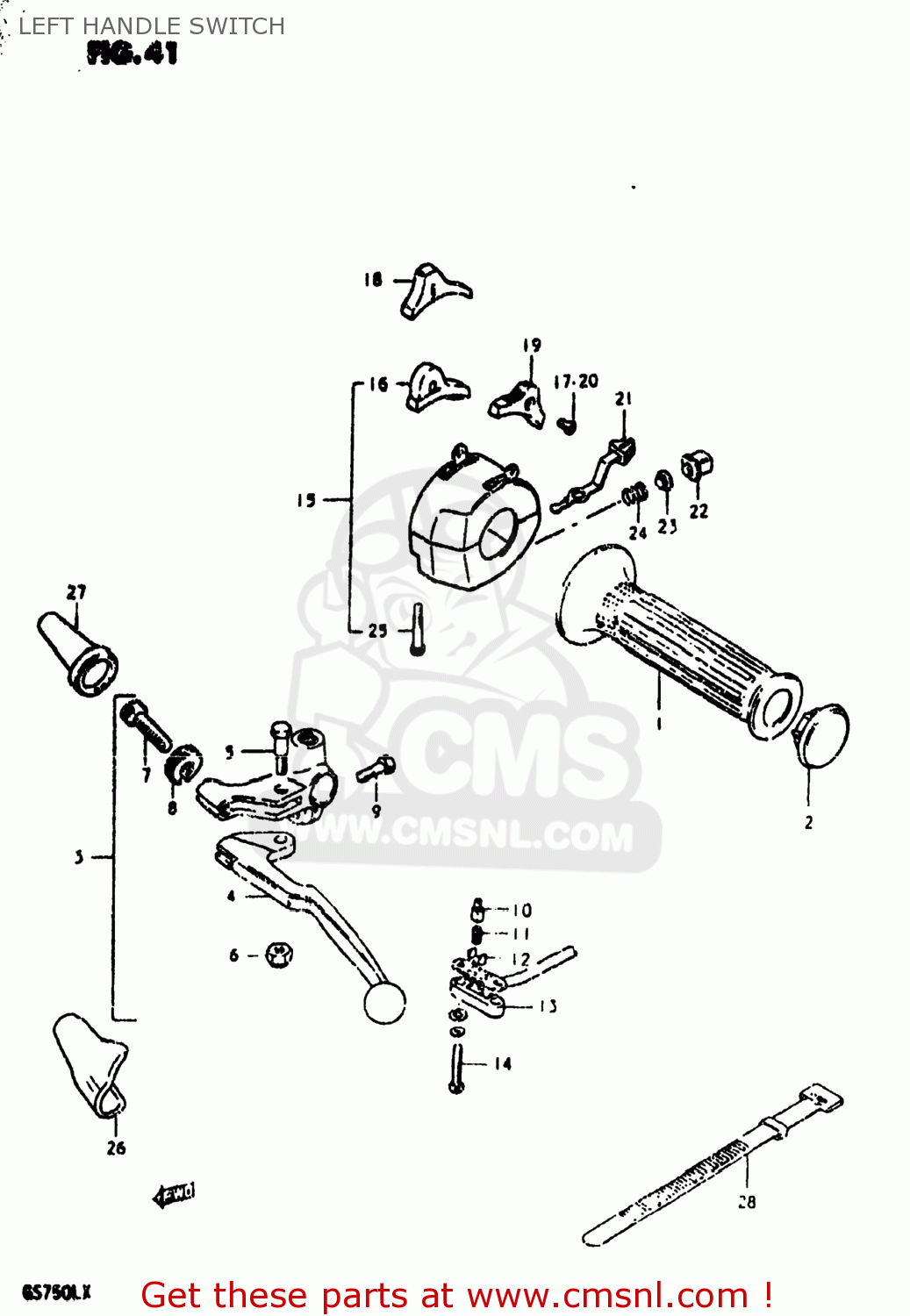 LEFT HANDLE SWITCH GS750L 1980 (T) USA (E03)