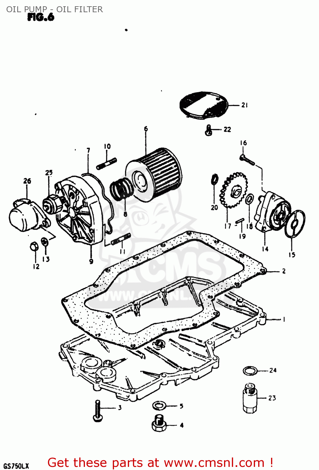 OIL PUMP - OIL FILTER GS750L 1980 (T) USA (E03)