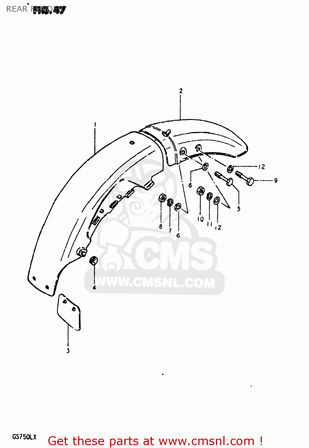 REAR FENDER GS750L 1980 (T) USA (E03)